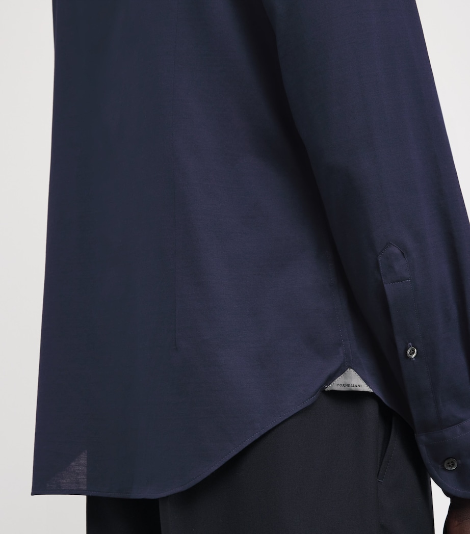 Corneliani Mens Cotton Jersey Shirt Navy Blue Image 6