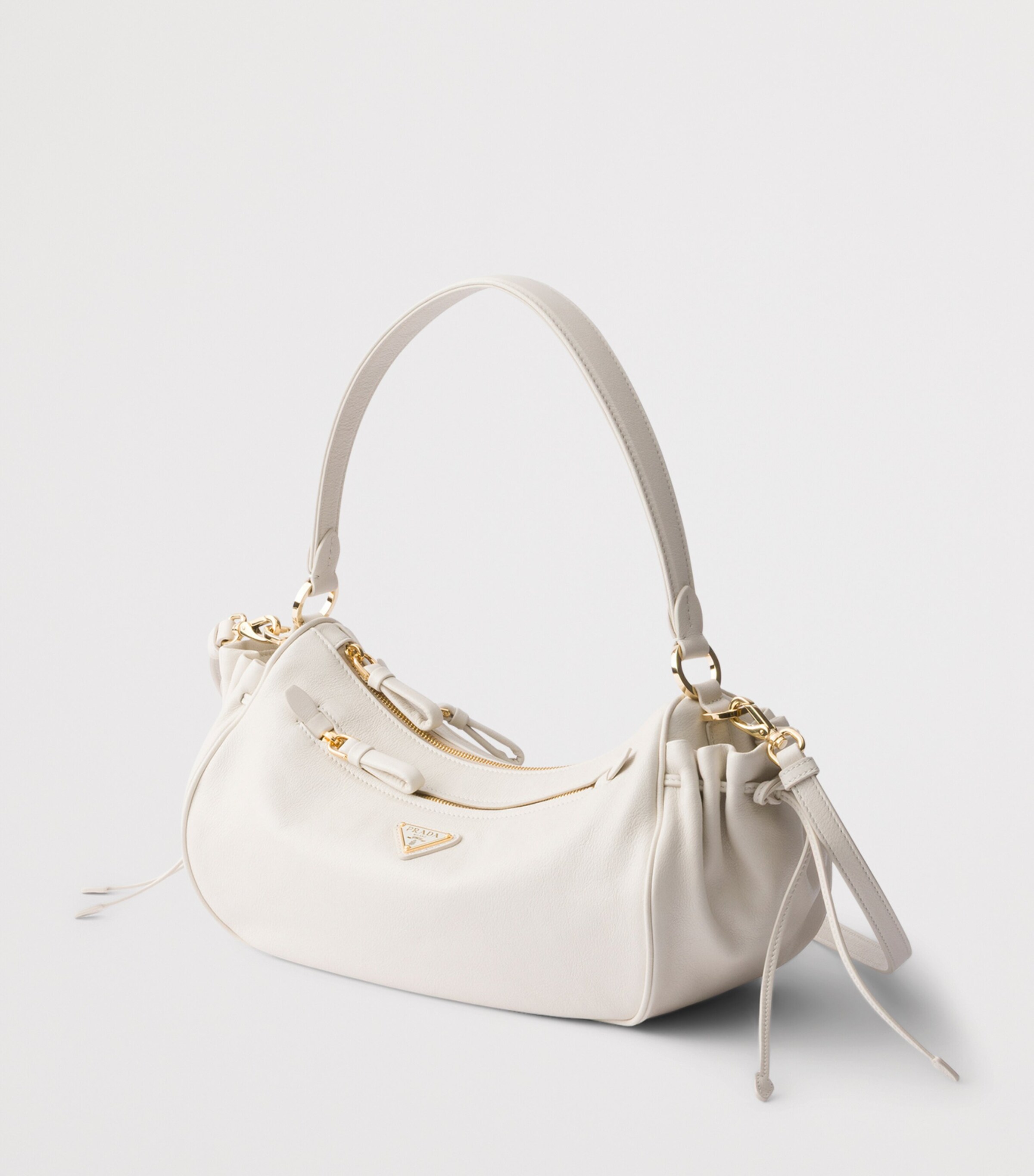 Prada Leather Shoulder Bag White Image 3