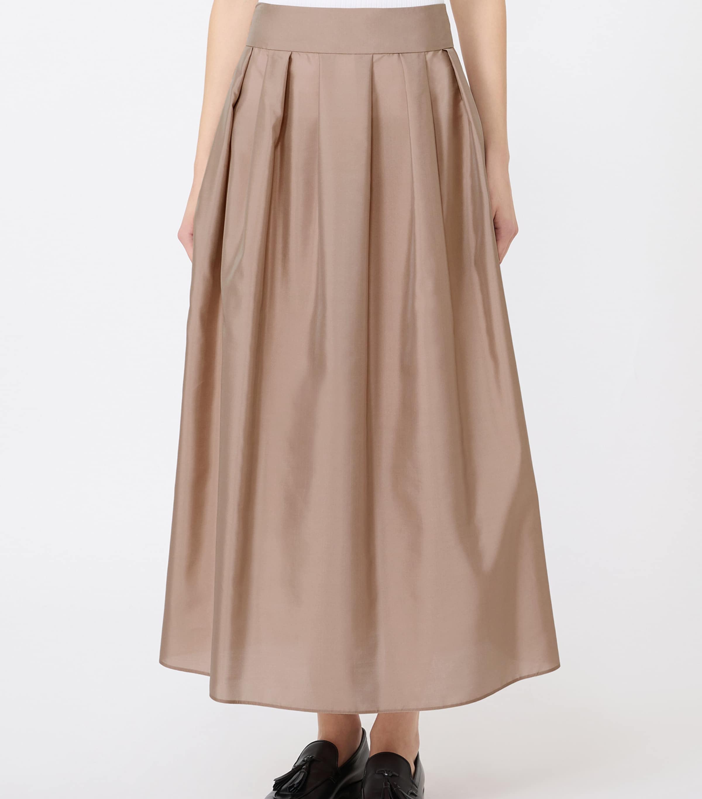 Max Mara Womens Organza Pleated Maxi Skirt Powder Image 2