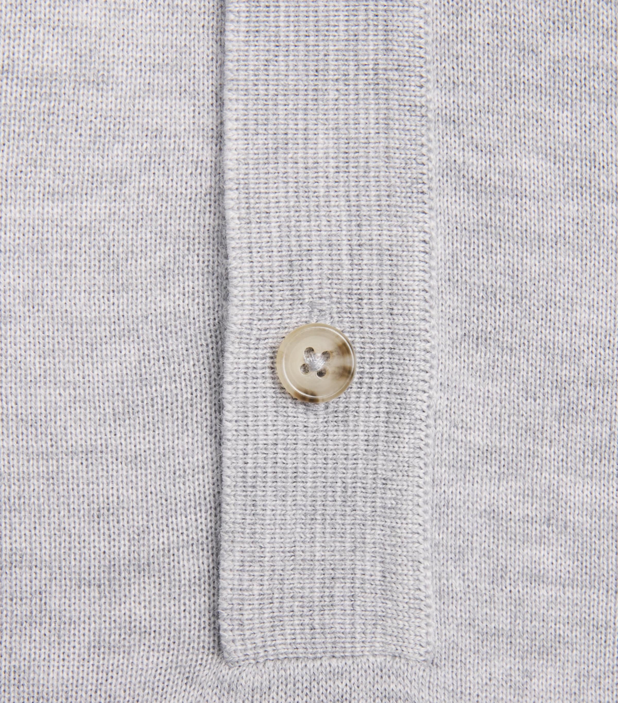 BOSS Mens Virgin Wool Polo Shirt Open Grey Image 6
