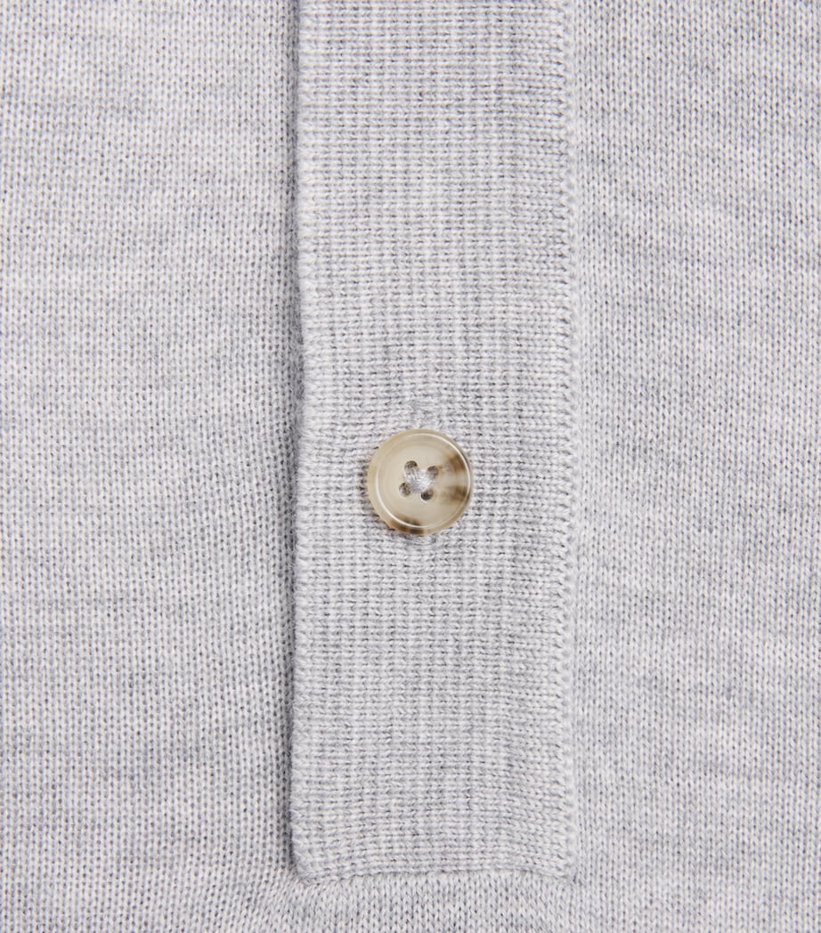 BOSS Mens Virgin Wool Polo Shirt Open Grey Image 6