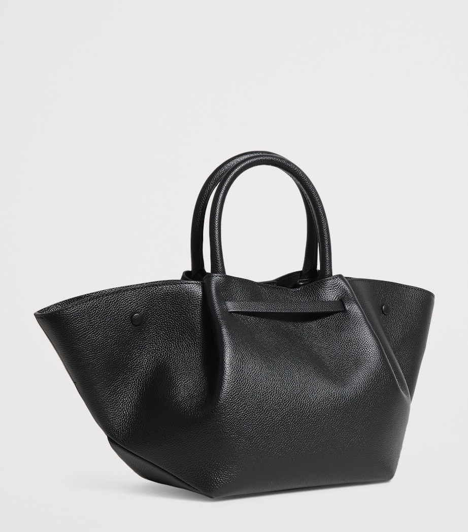 Midi Leather New York Tote Bag BLACK Image 3