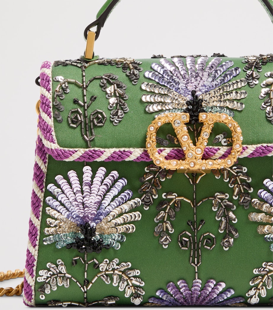 Mini Leather Embellished VSling Top-Handle Bag AAC Image 6