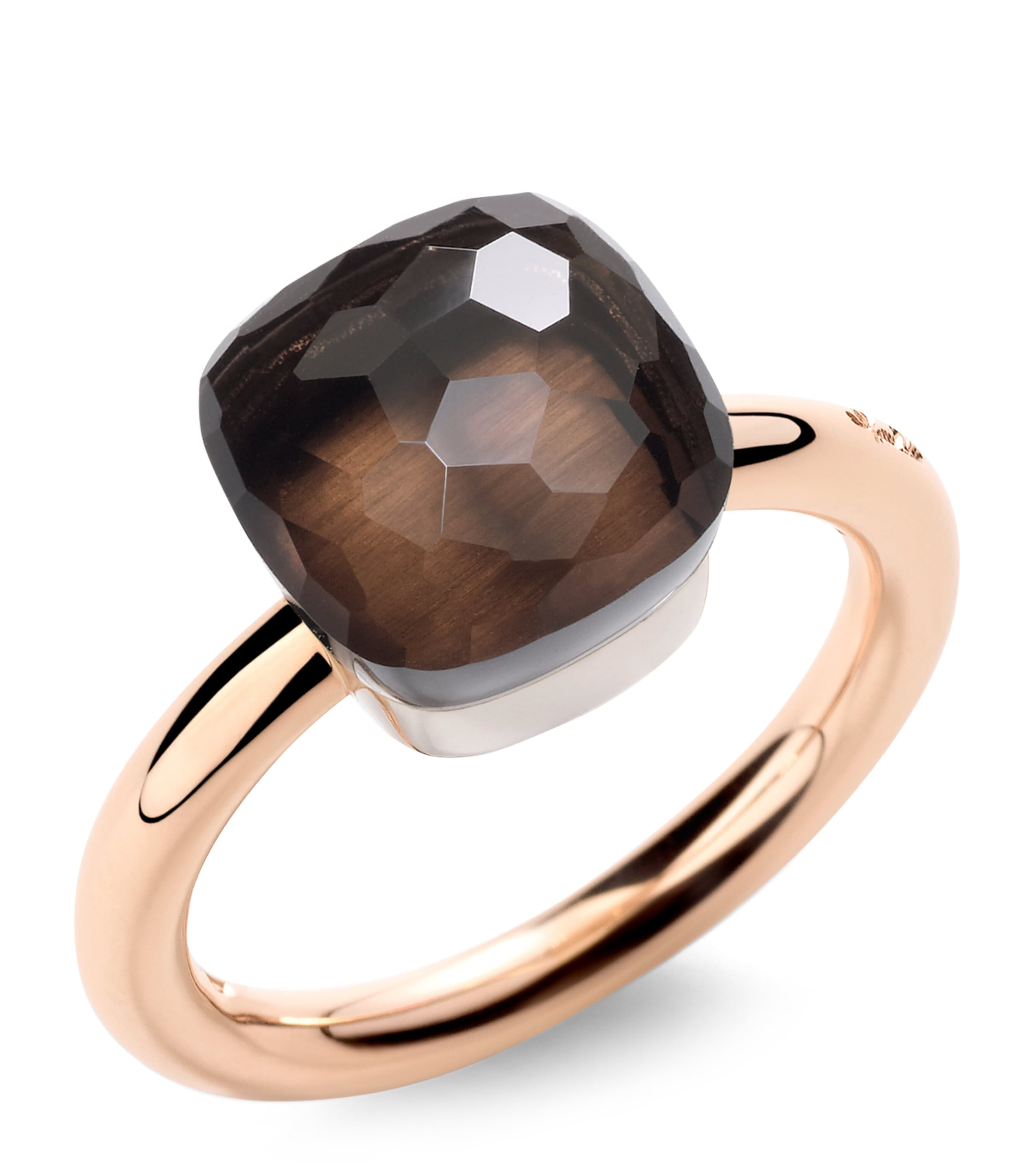 Pomellato Mixed Gold And Smoky Quartz Nudo Classic Ring In Brown