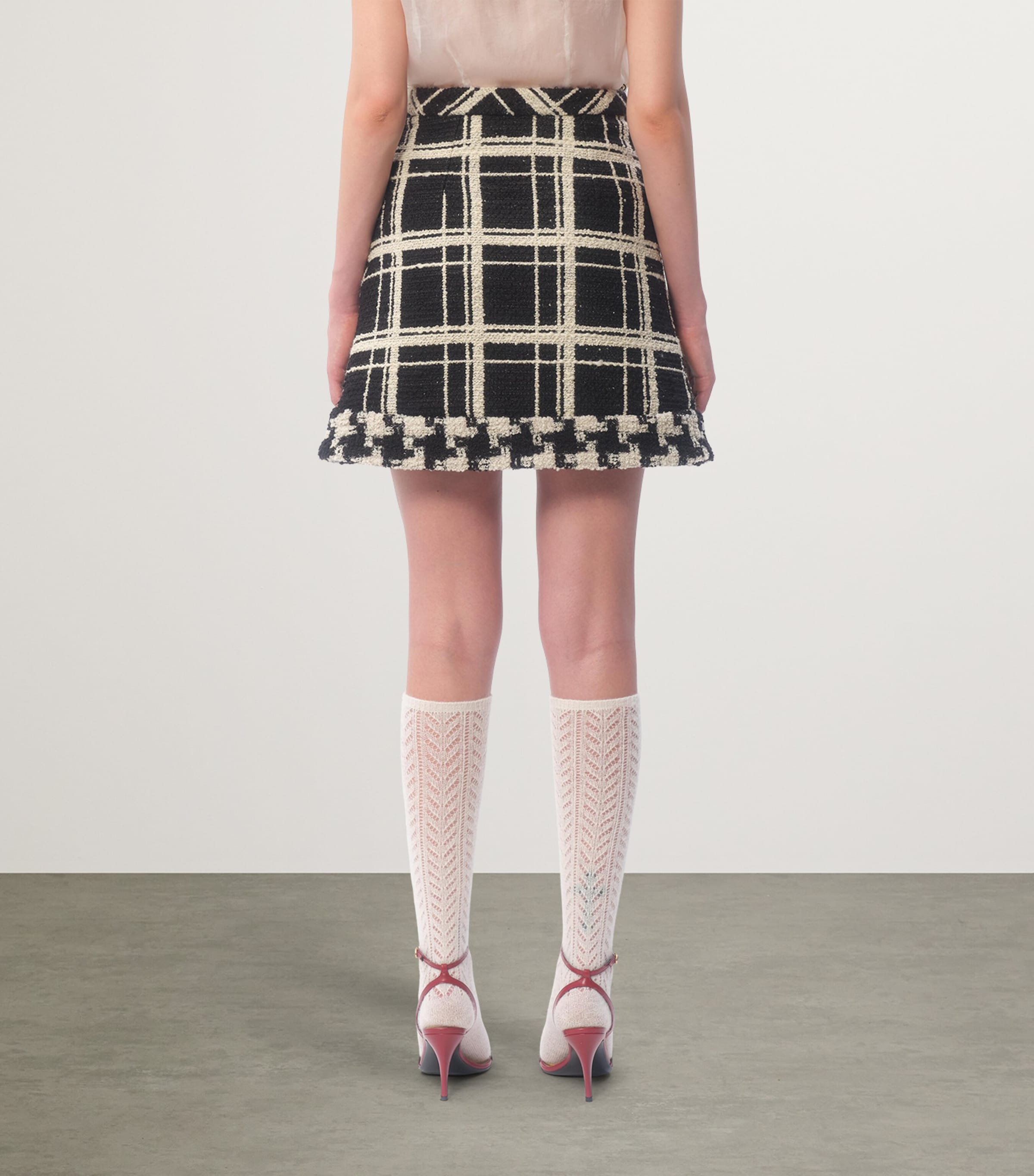 ミニスカート Valentino Garavani Macro Check Tweed Mini Skirt VALENTINO GARAVANI Checked wool-blend tweed bouclé mini