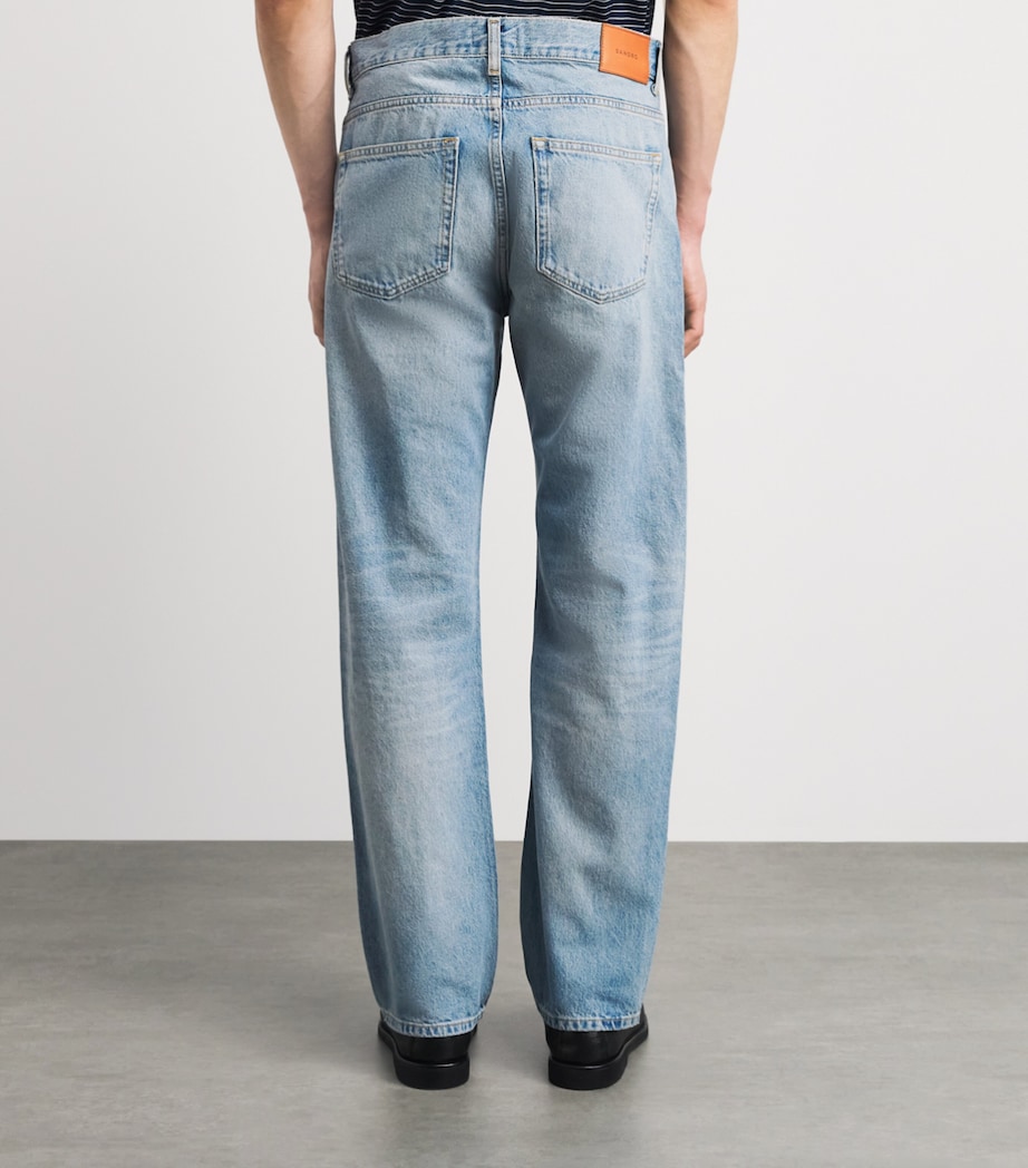 Sandro Paris Mens Straight Jeans Light Blue Denim Image 5