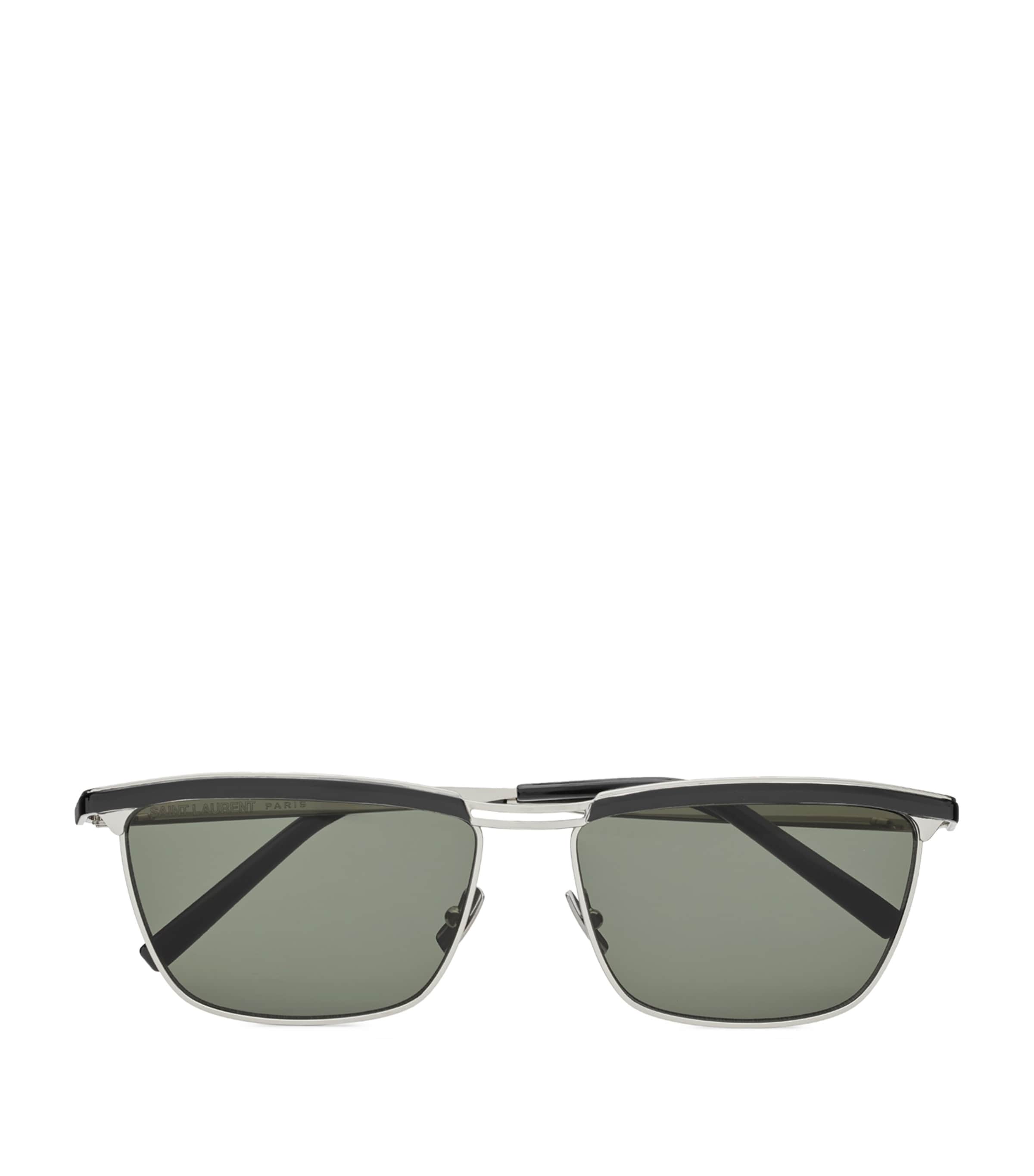 Saint Laurent Slim Metal Frame Prescription Sunglasses In Silver