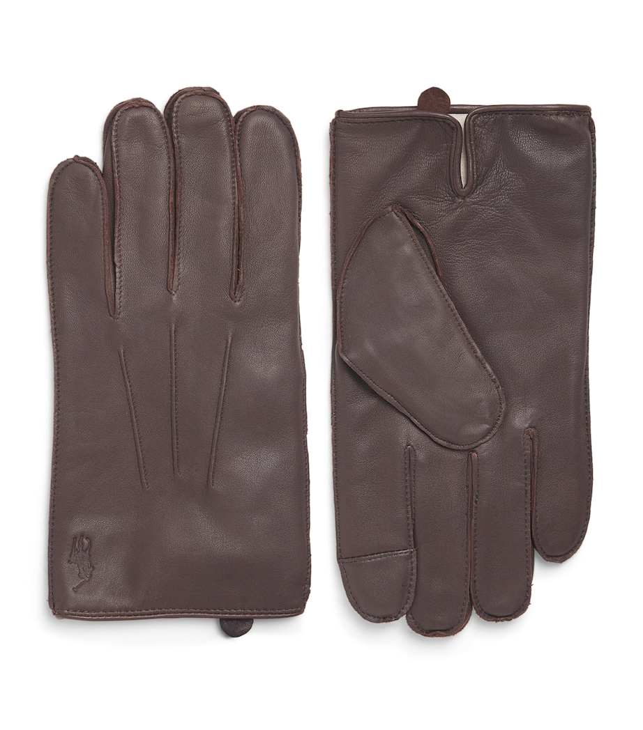 Leather Touch Screen Gloves DARK BROWN Image 1