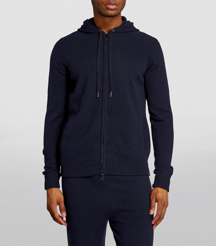 Derek Rose Mens Cashmere Finley Zip-Up Hoodie Nav/navy Image 2