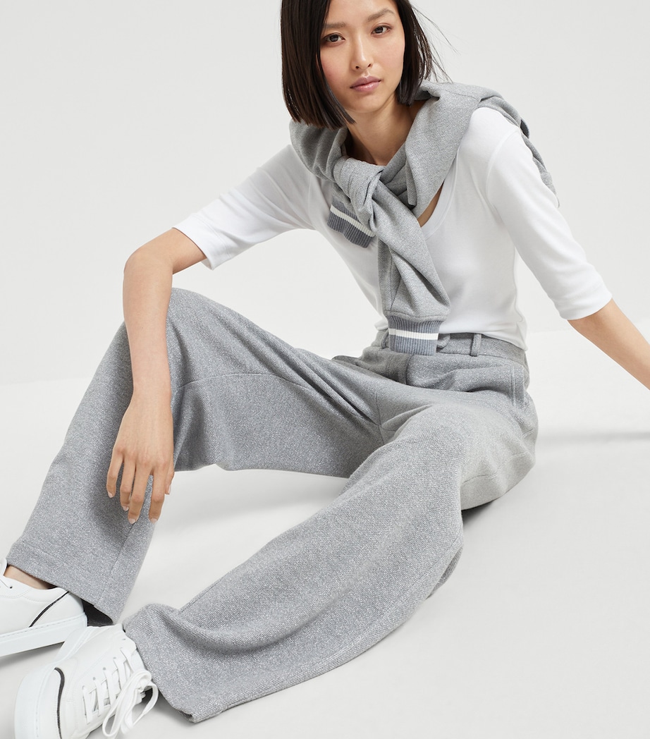 Sparkling Piqué Wide-Leg Trousers C4527 Image 5