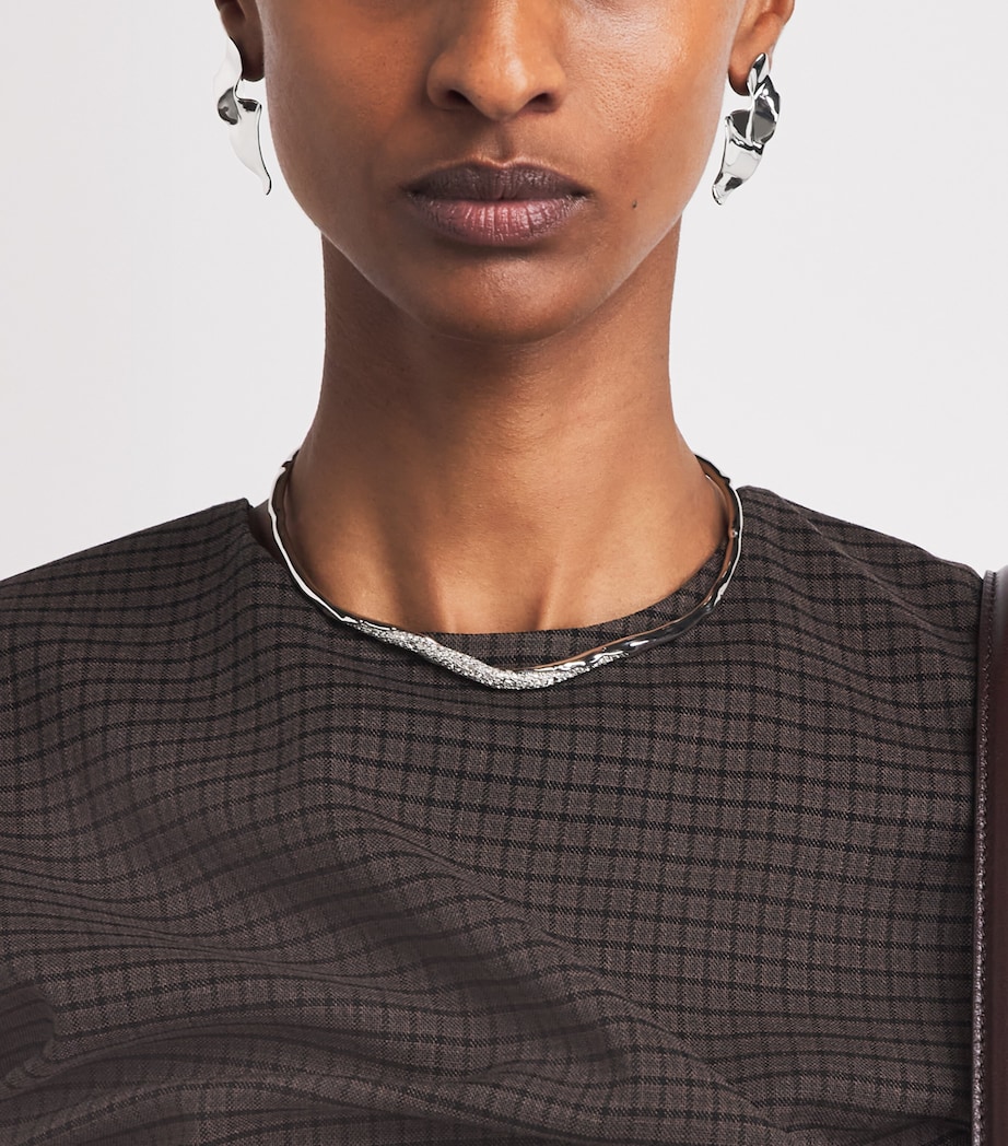 Alexis Bittar Small Crumpled Earrings No Stone Silver Image 4