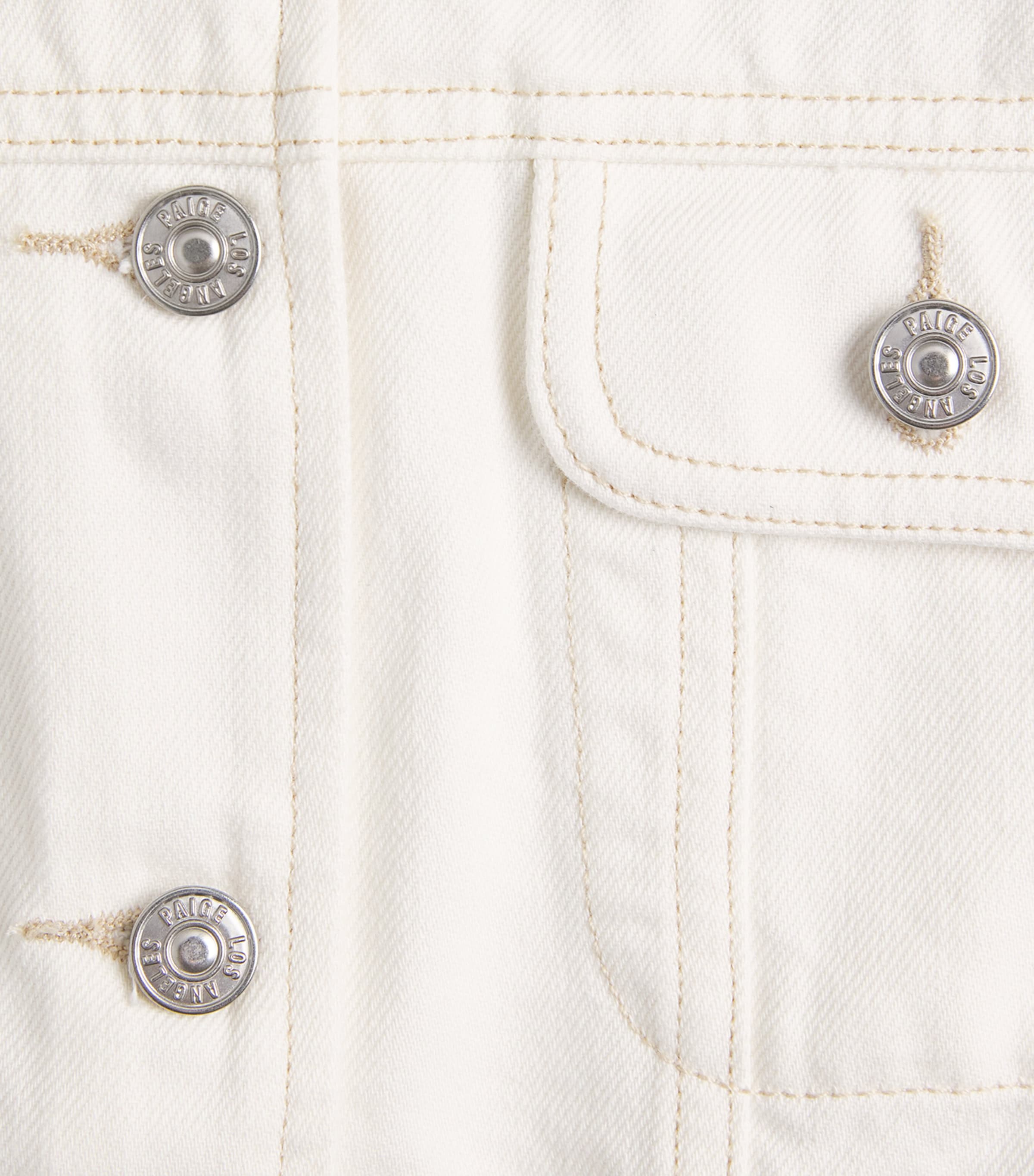 PAIGE Womens Cropped Dean Denim Jacket Toasted Ecru Image 6