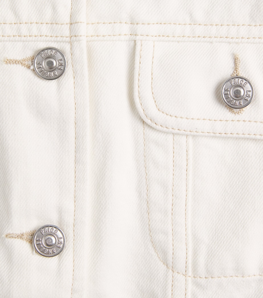 PAIGE Womens Cropped Dean Denim Jacket Toasted Ecru Image 6