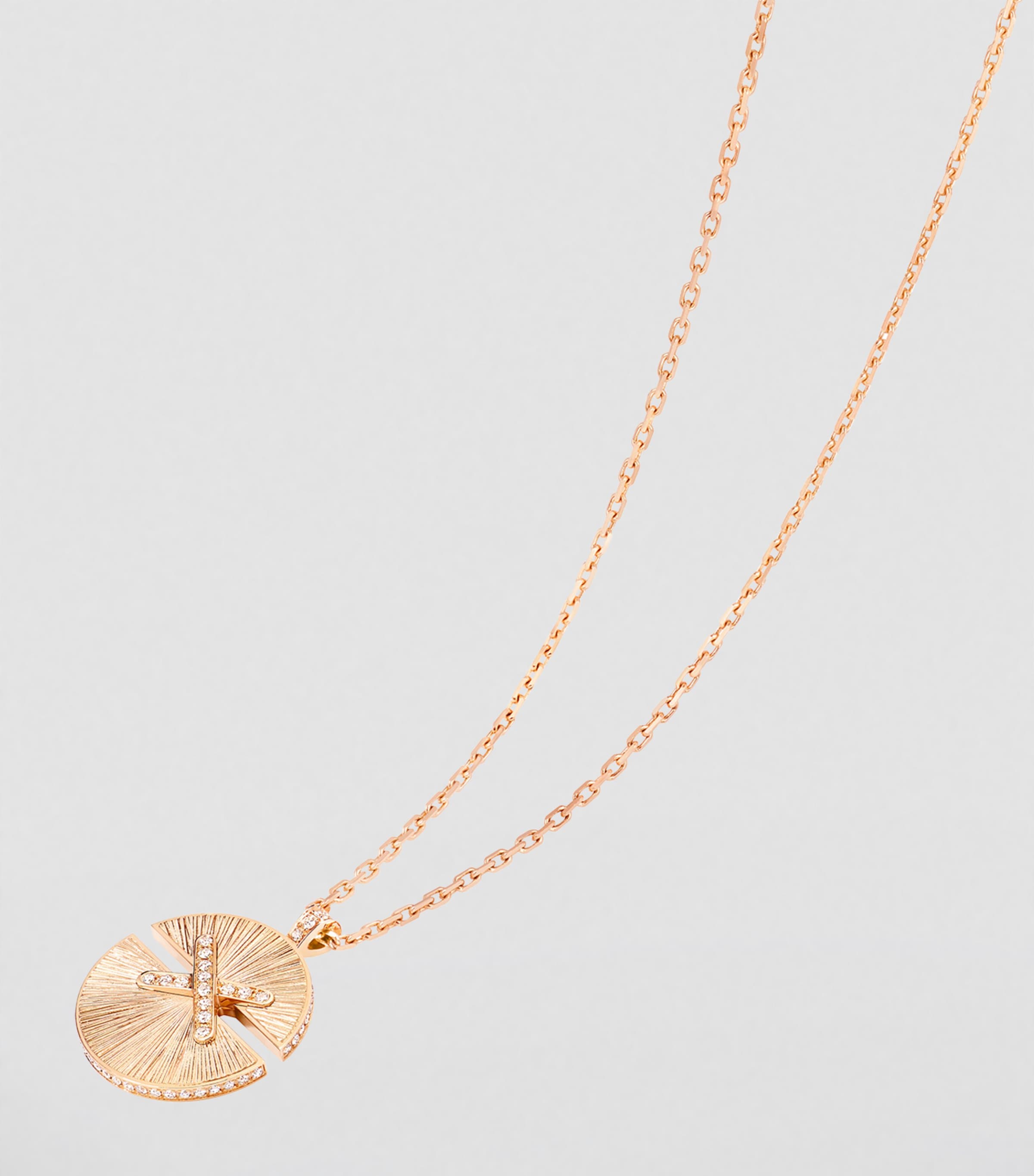 Medium Rose Gold and Diamond Jeux de Liens Harmony Pendant Necklace PINK GOLD Image 3