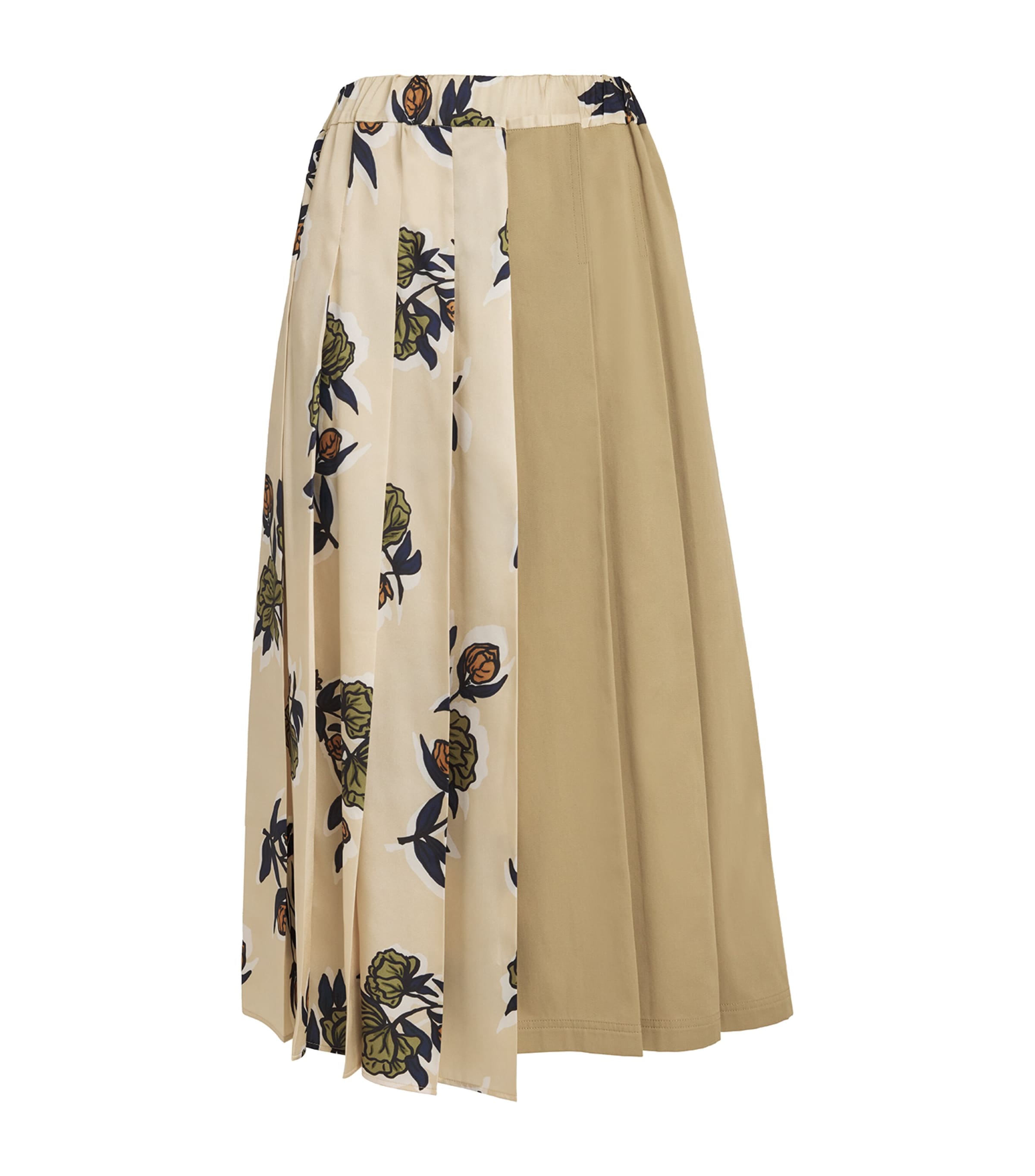 Weekend Max Mara Omens Beige Etra Pleated Woven Midi Skirt In Brown