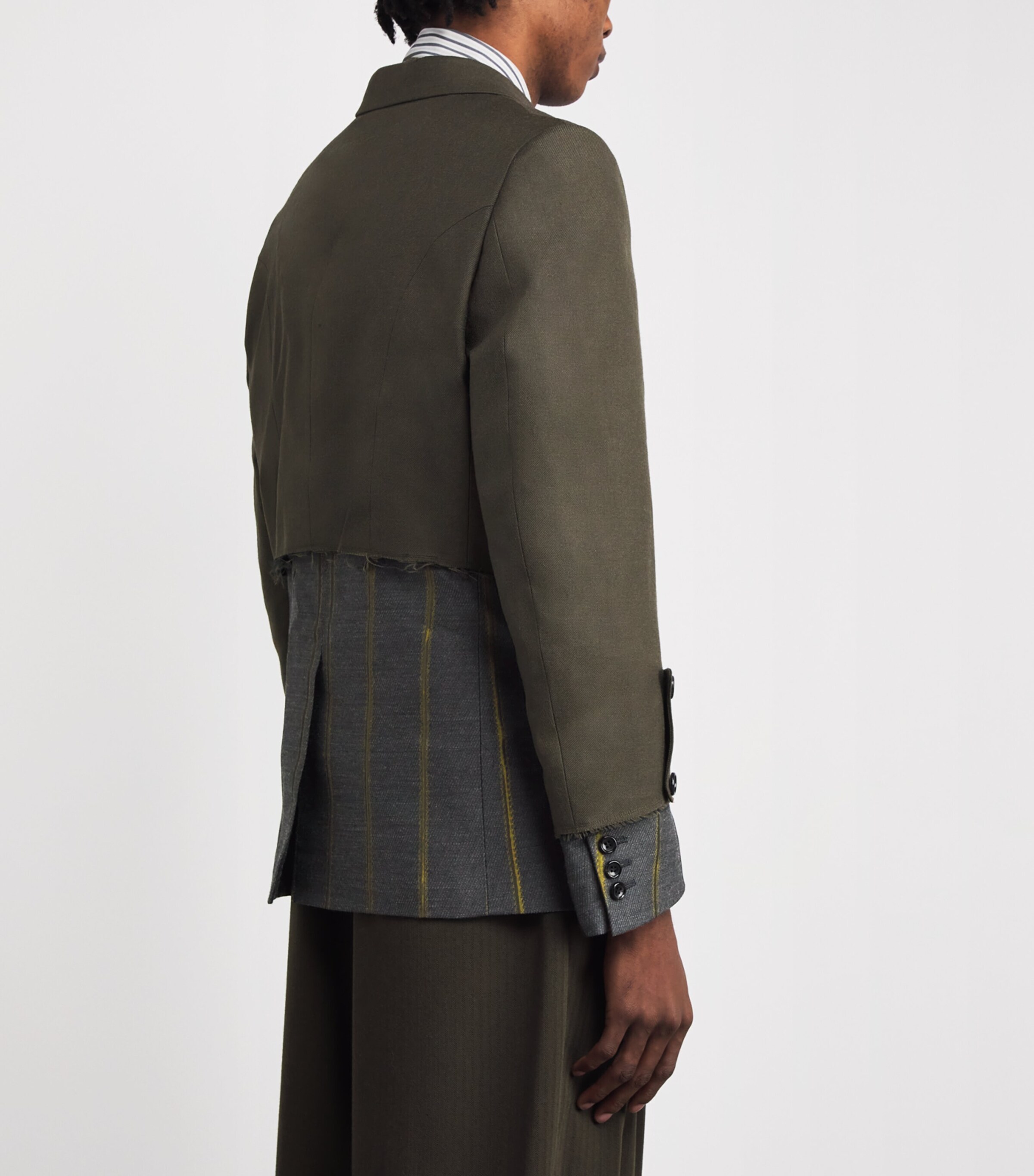 Deconstructed Stripe Military Blazer GRAY/KHAKI X KHAKI Image 4