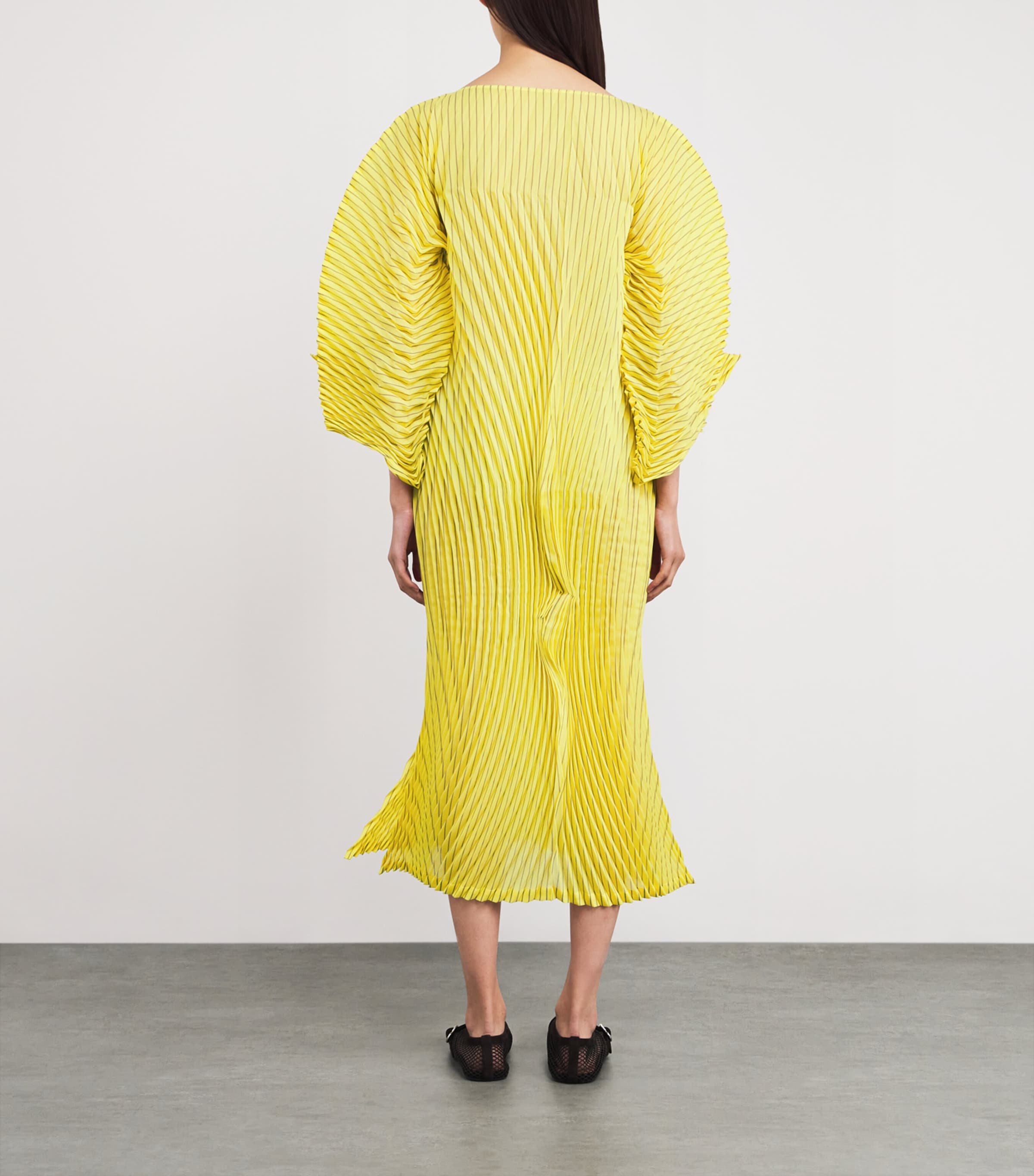 Machine Pleats Stripe Dress YELLOW-HUED Image 3