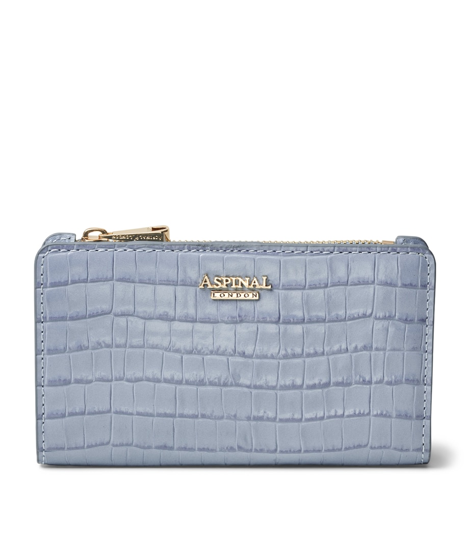 Aspinal Of London Leather Croc-Embossed Mayfair Purse Skyblue Image 1