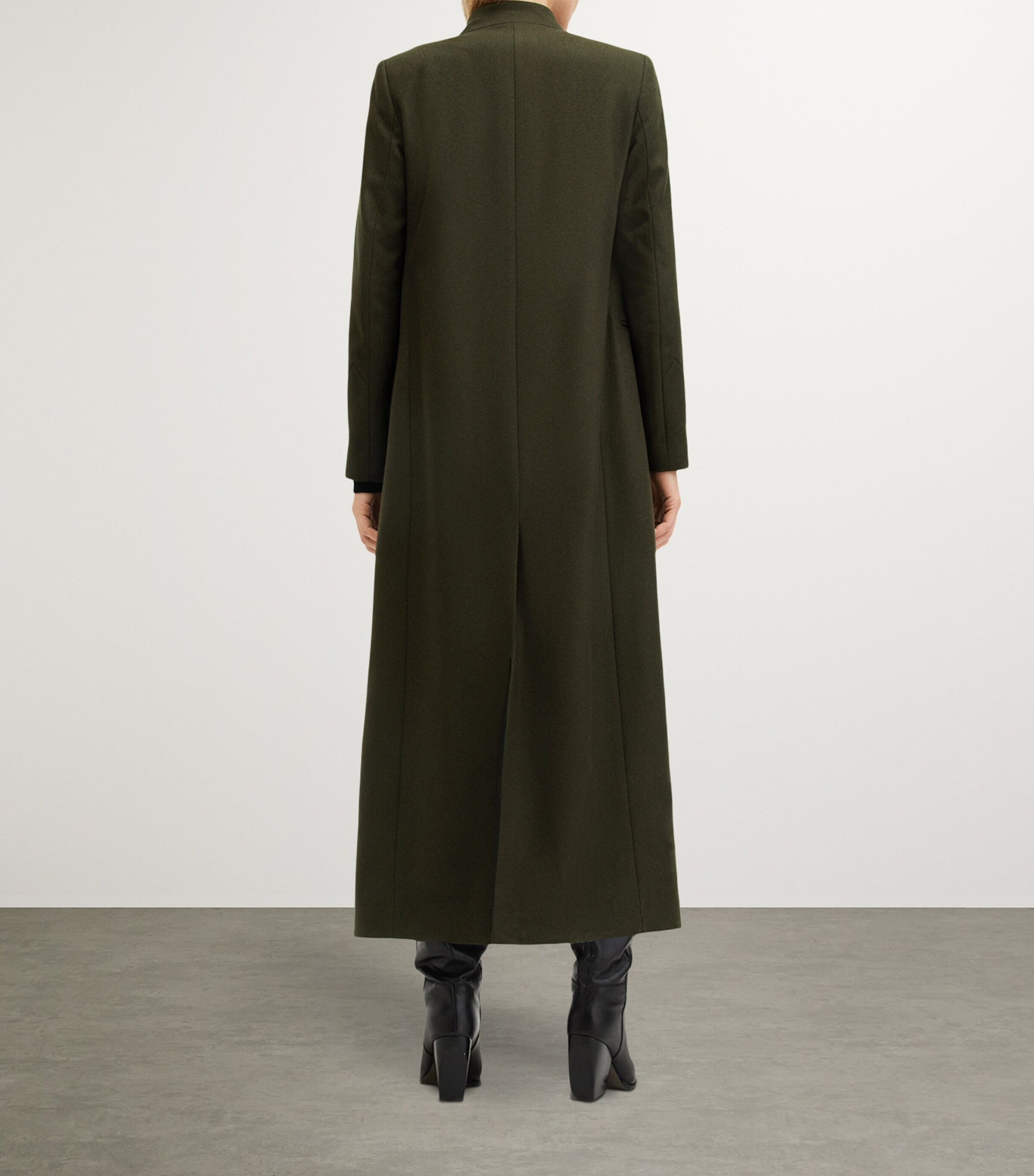 AllSaints Womens Wool-Blend Sonnie Coat Khaki Green Image 5