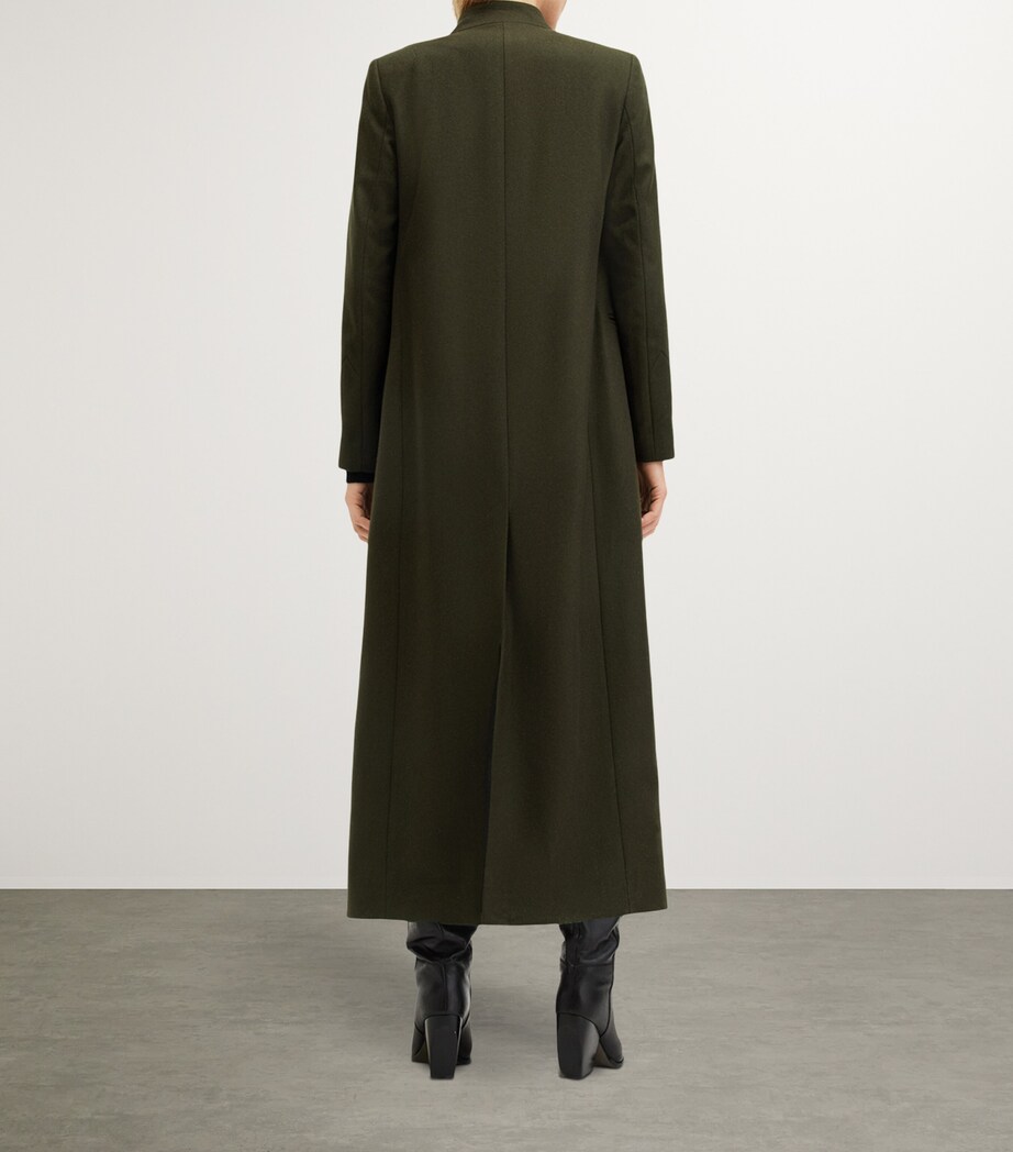 AllSaints Womens Wool-Blend Sonnie Coat Khaki Green Image 5