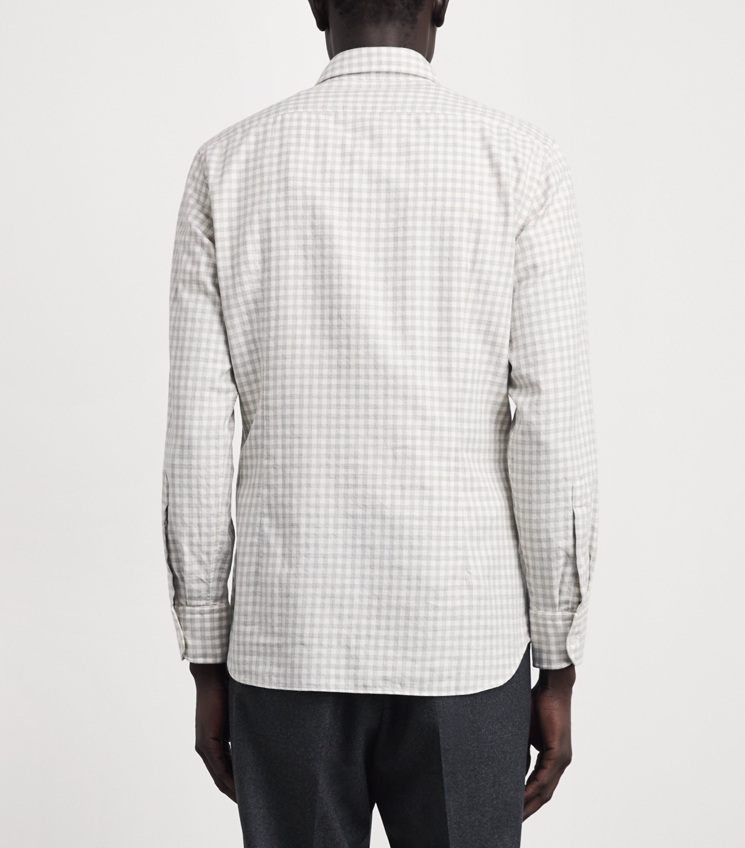 Lardini Mens Cotton Check Shirt Pdp Grey/white Image 5