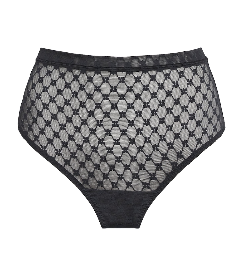 Simone Perele Womens Lace Plume High-Waist Thong Black Image 1