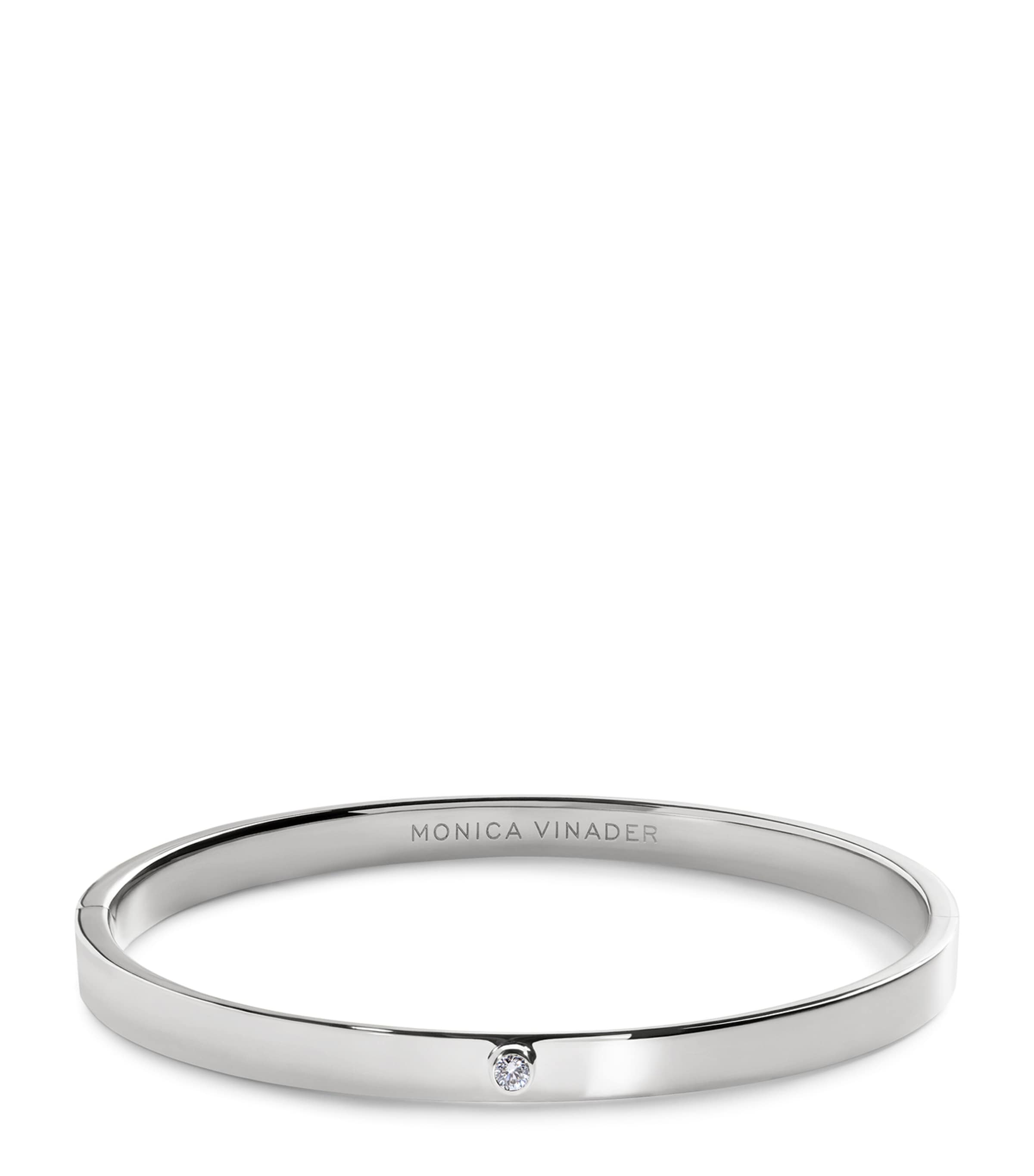 Monica Vinader Sterling Silver and Diamond Essentials Bangle Sterling Silver Image 1