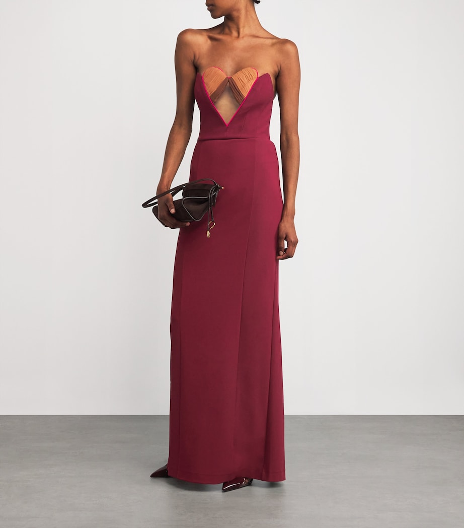 Heart Cup Column Maxi Dress BURGUNDY Image 2