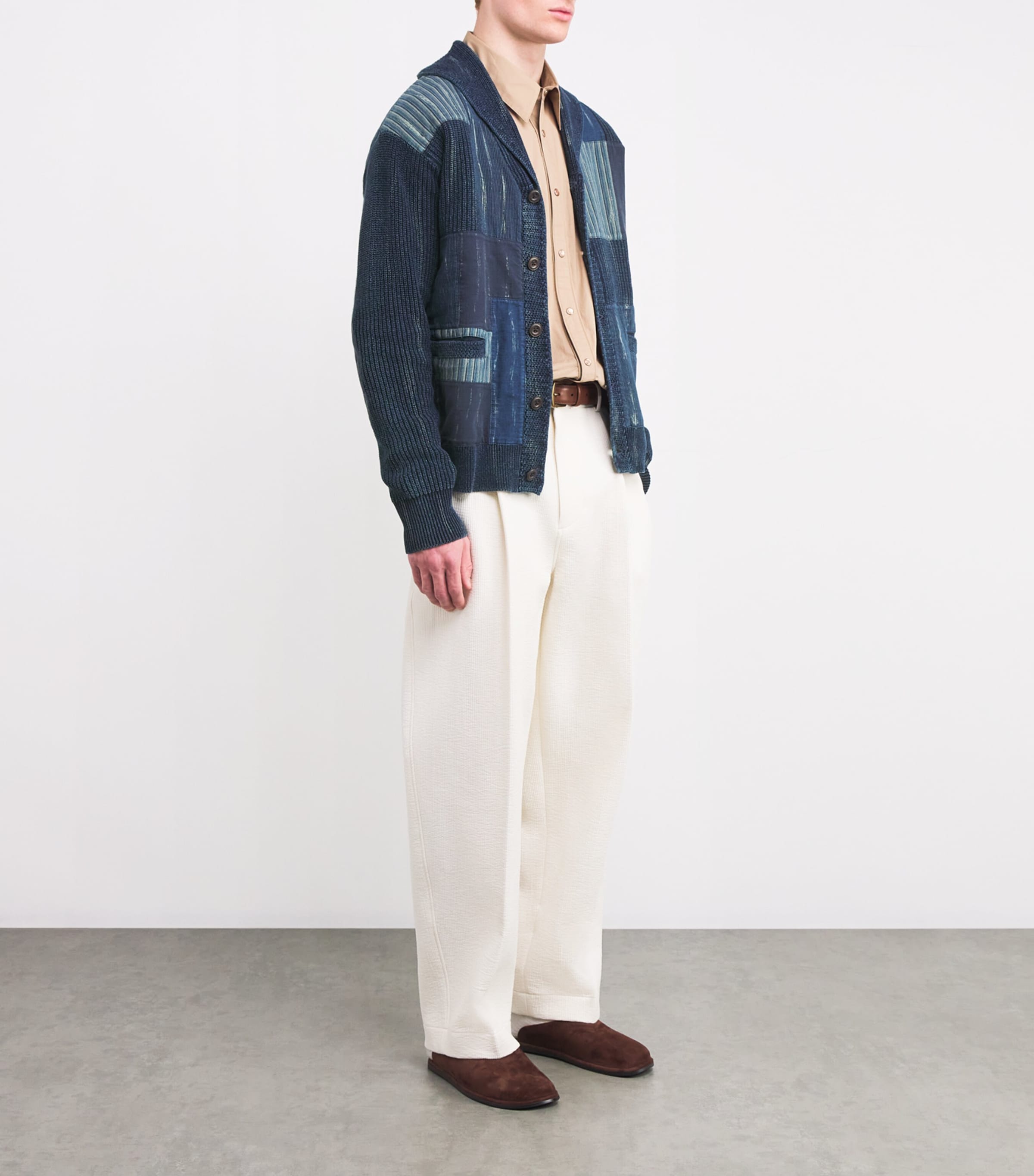 Polo Ralph Lauren Mens Cotton Patchwork Cardigan Indigo Blu Image 2