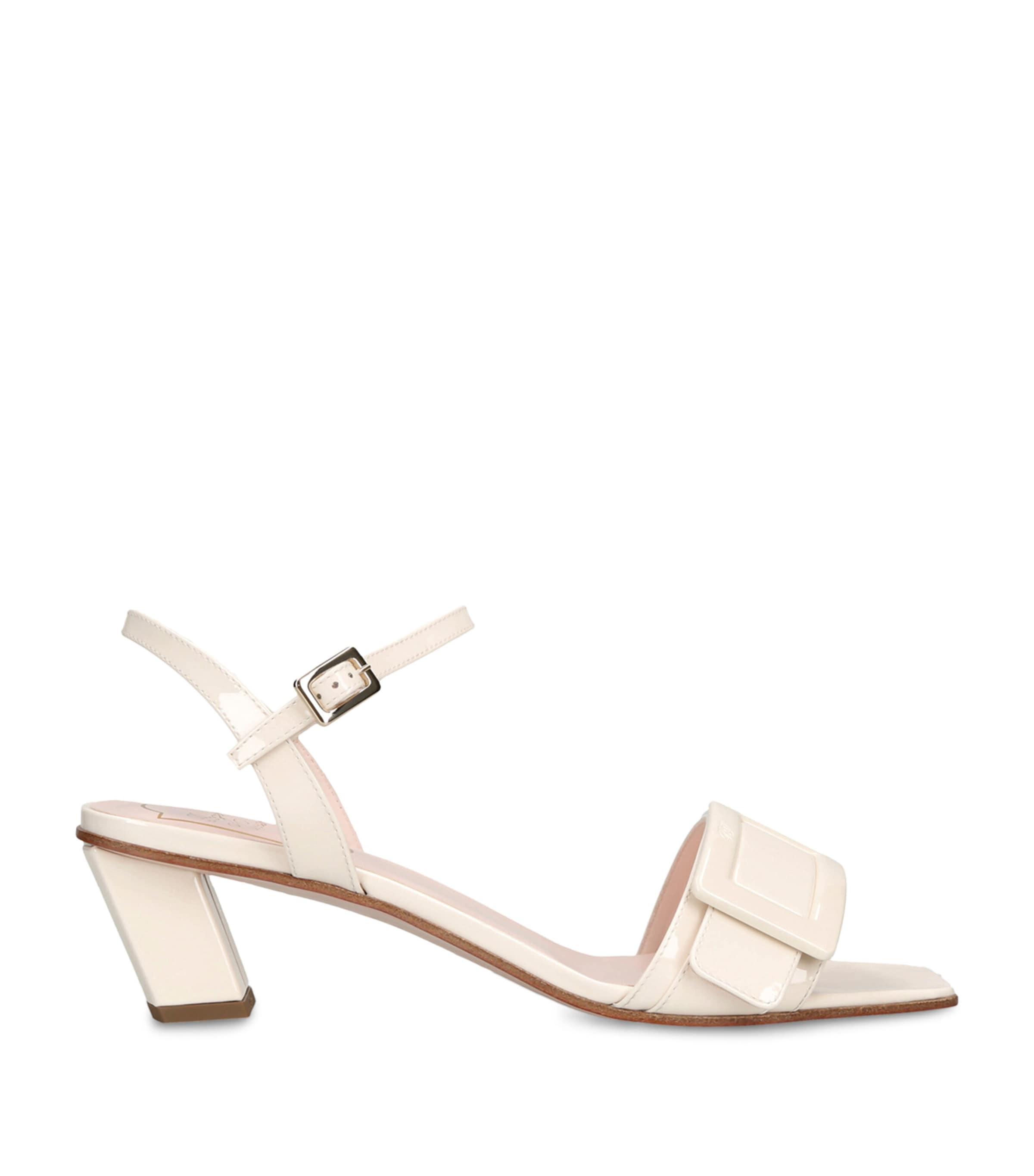 Roger Vivier Patent Leather Buckled Sandals 45 Bone Image 1