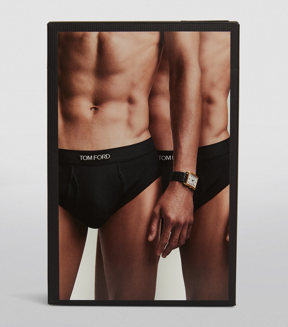 Stretch-Cotton Logo Briefs (Pack of 2) 002 - BLACK Image 5