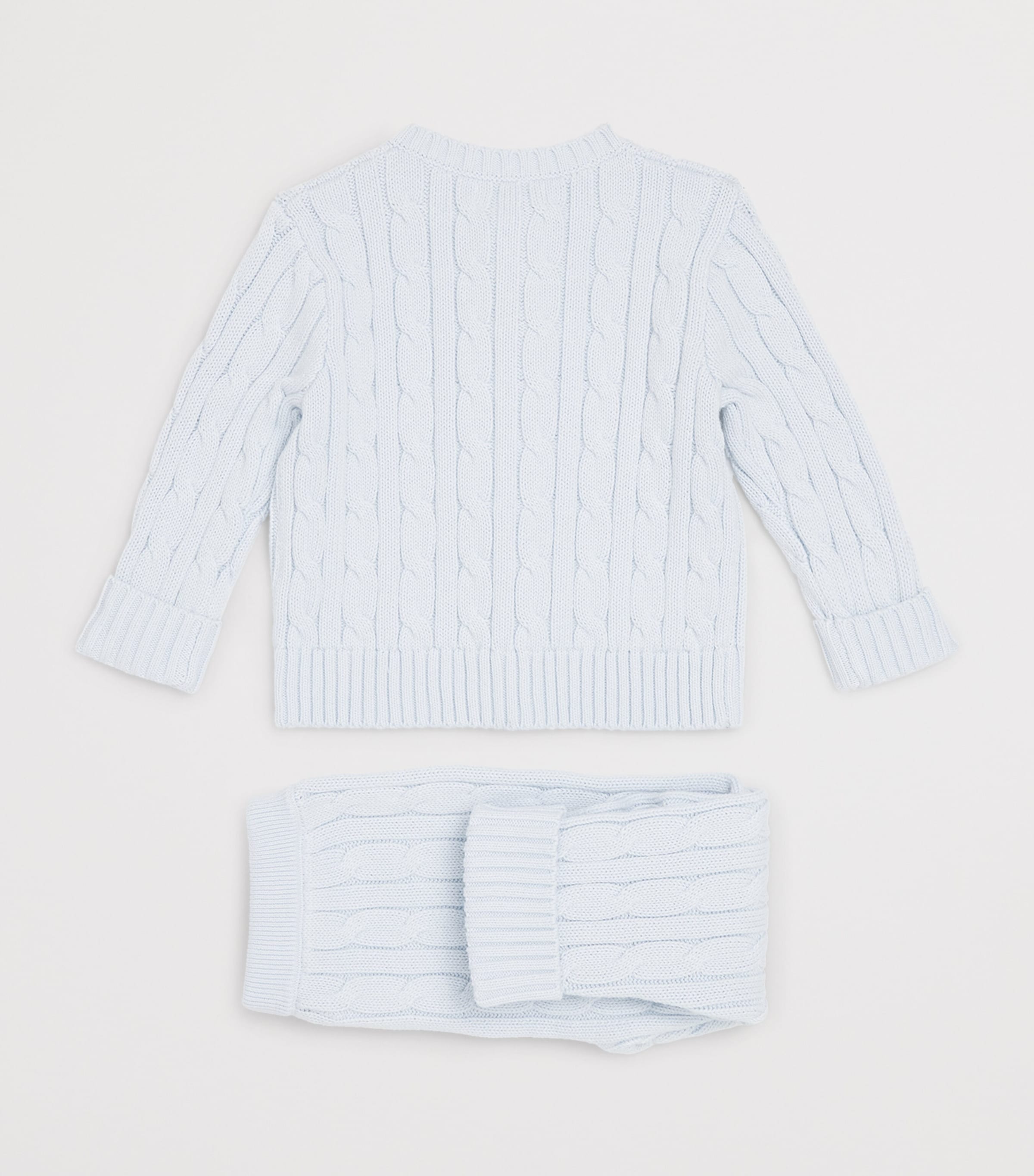 Cotton Cable-Knit Cardigan and Leggings Set (3-24 Months) PEARL BLUE Image 2
