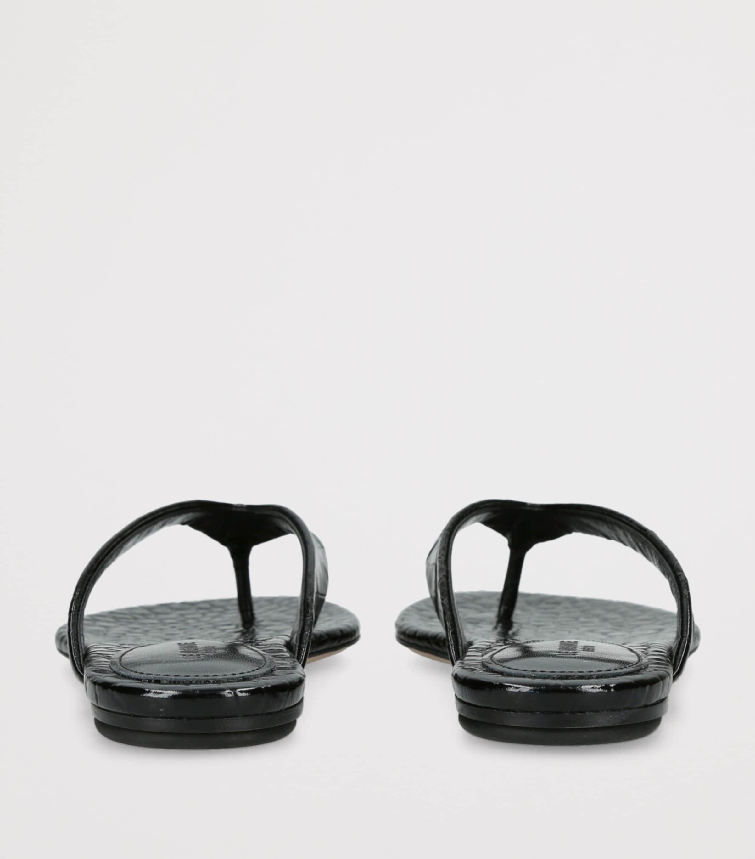 Le Monde Beryl Croc-Effect Leather Sandals Black Image 3