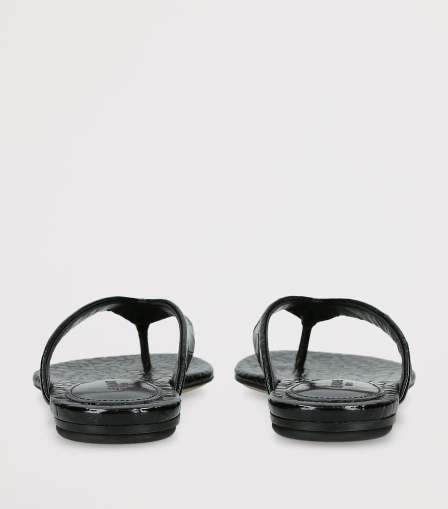 Le Monde Beryl Croc-Effect Leather Sandals Black Image 3