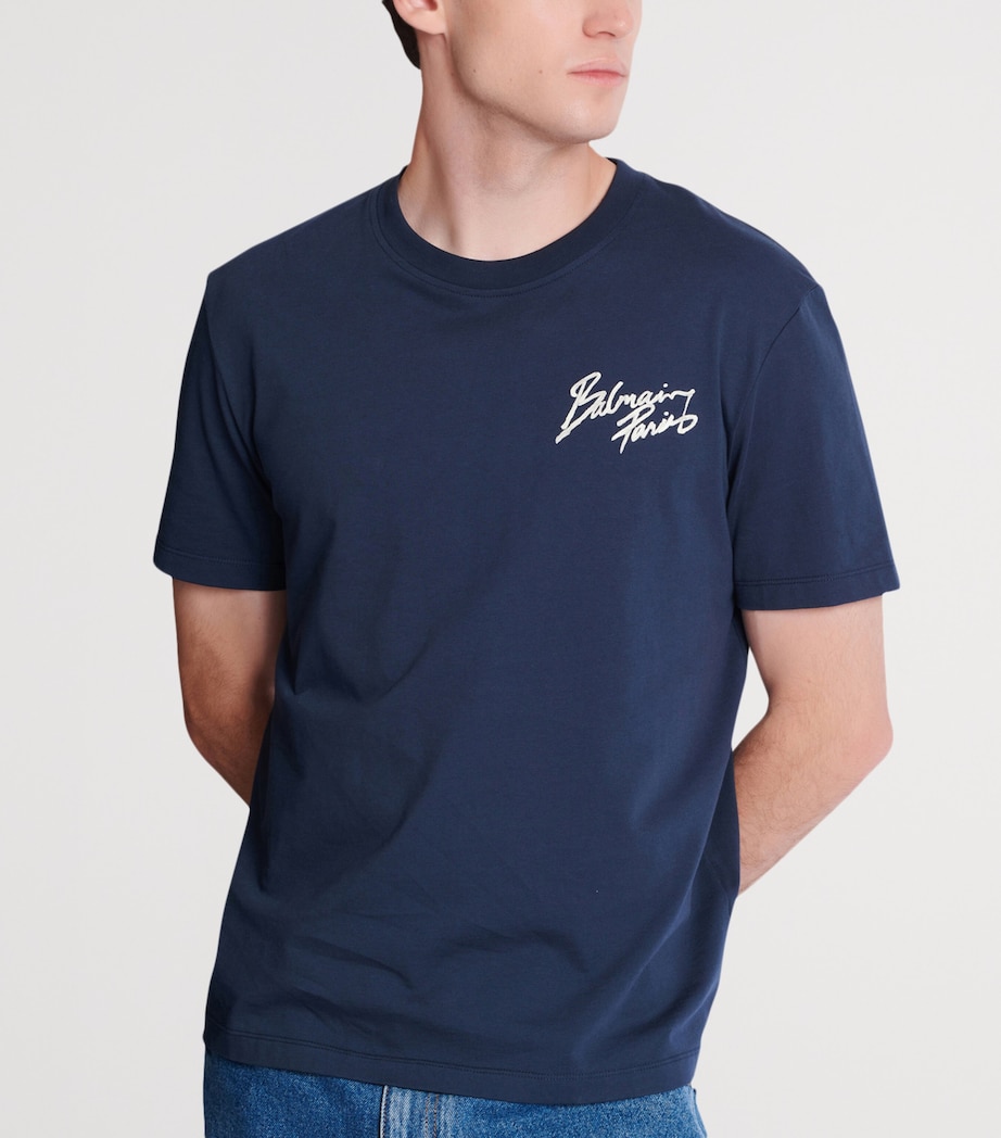 Cotton Logo T-Shirt SIV MARINE/BLANC Image 5