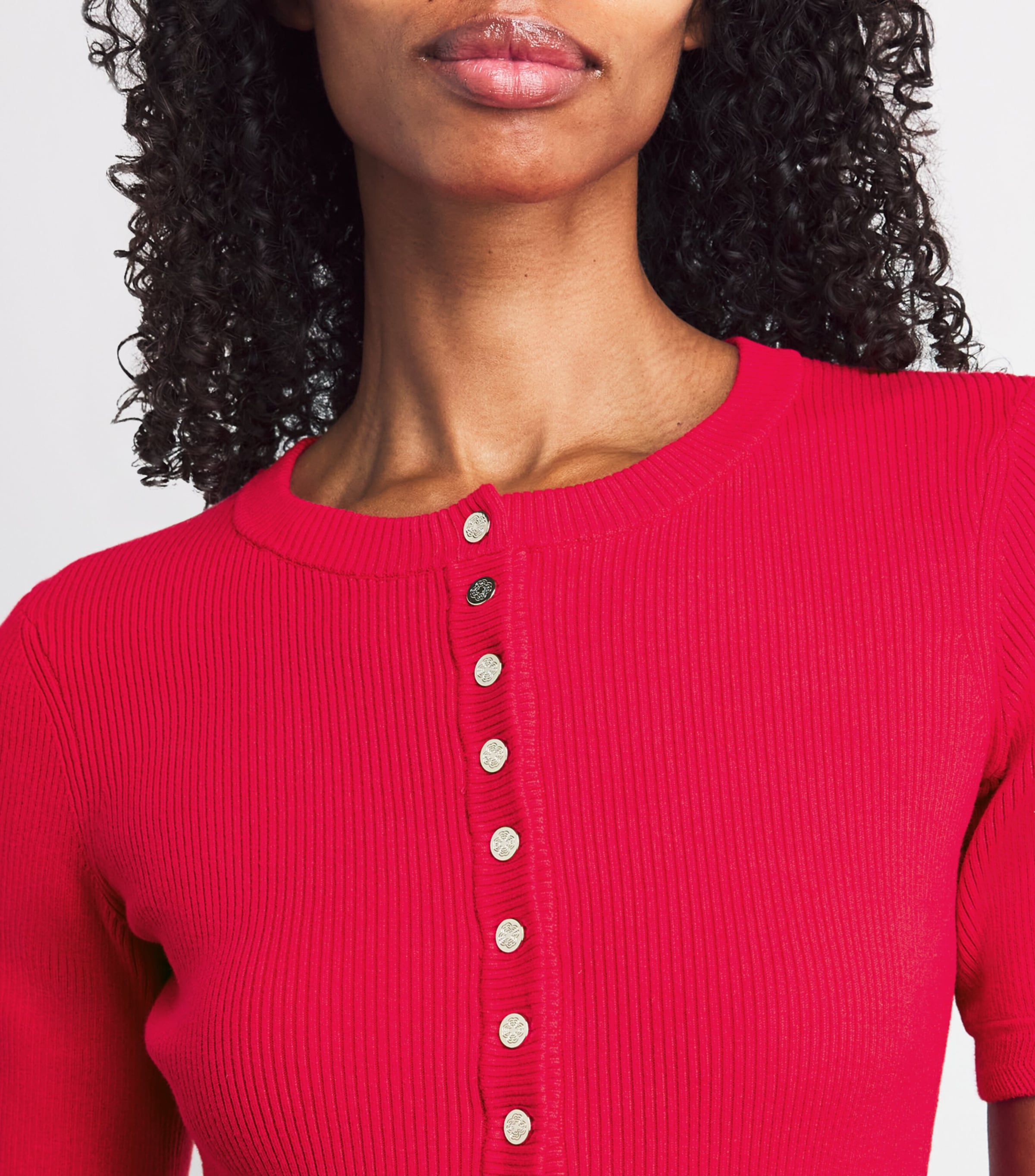 Cotton-Blend Short Sleeve Bodysuit RED Image 6