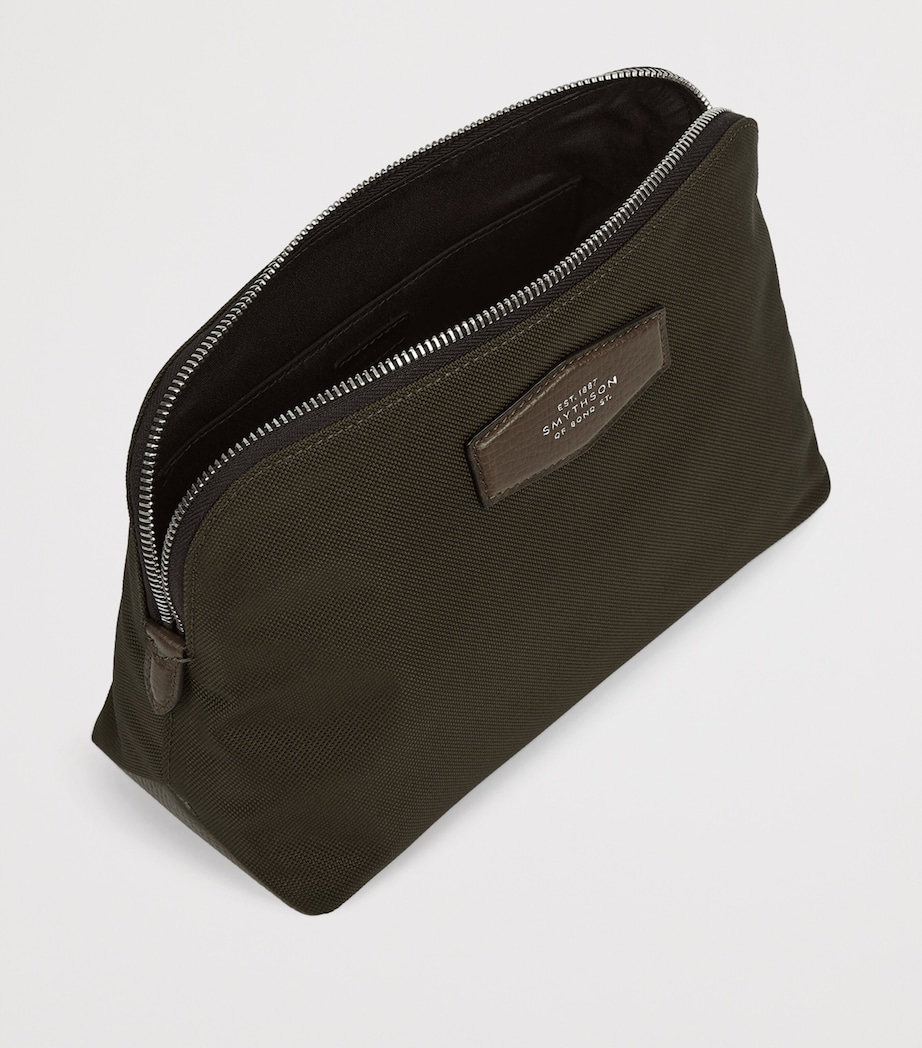 Smythson Canvas Wash Bag Dark Moss Image 4