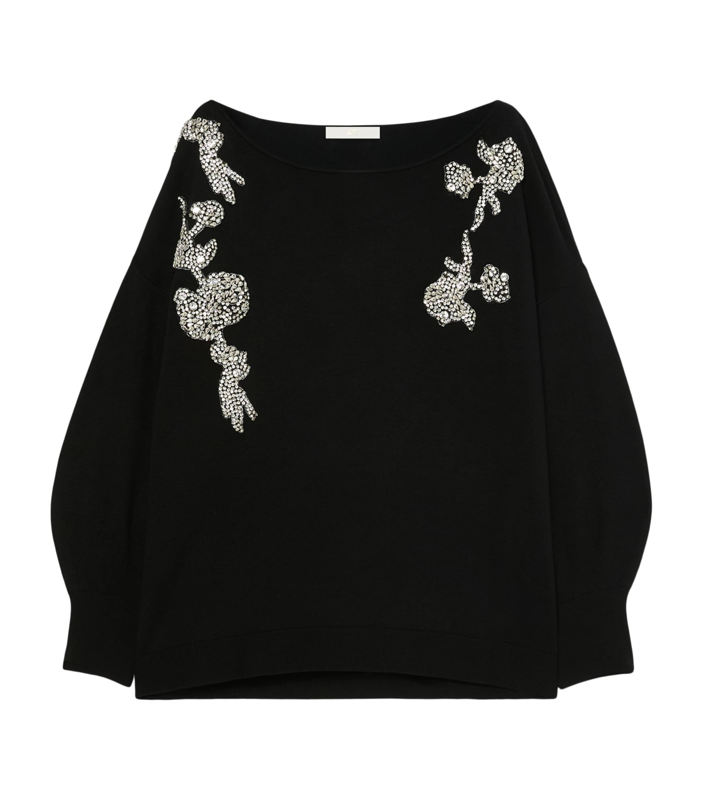 Marina Rinaldi Womens Embellished Sweater Black Image 1