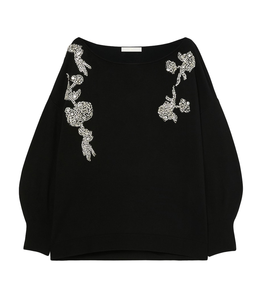 Marina Rinaldi Womens Embellished Sweater Black Image 1
