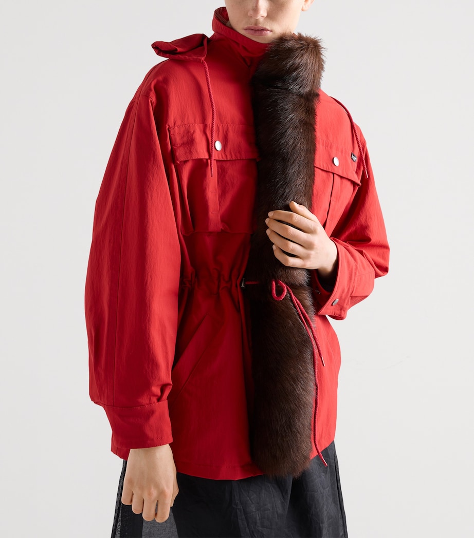 Prada Womens Technical Shearling-Trimmed Parka Red Image 4