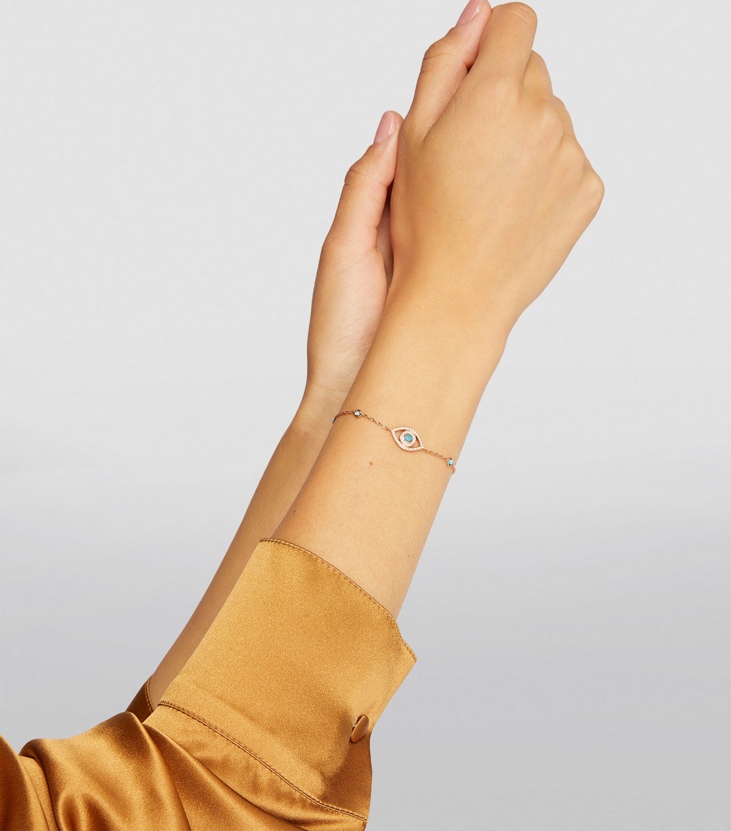 Netali Nissim Rose Gold, Diamond and Turquoise Protected Eye Bracelet Rose Gold Image 5