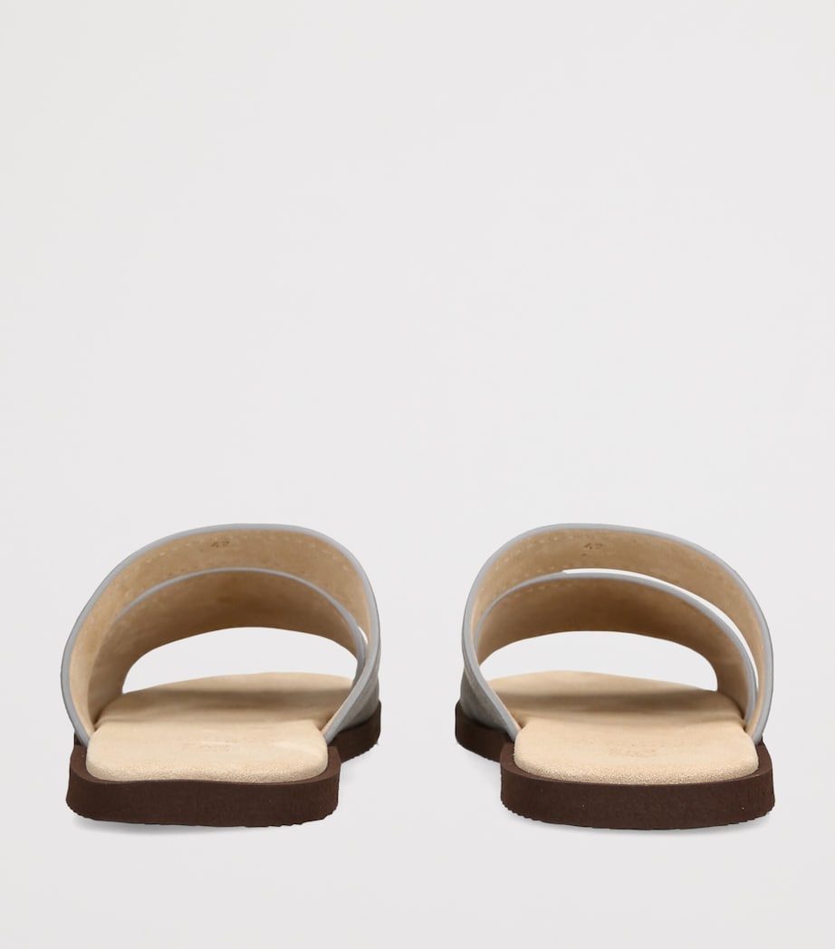 Brunello Cucinelli Leather Slides Grey Image 2
