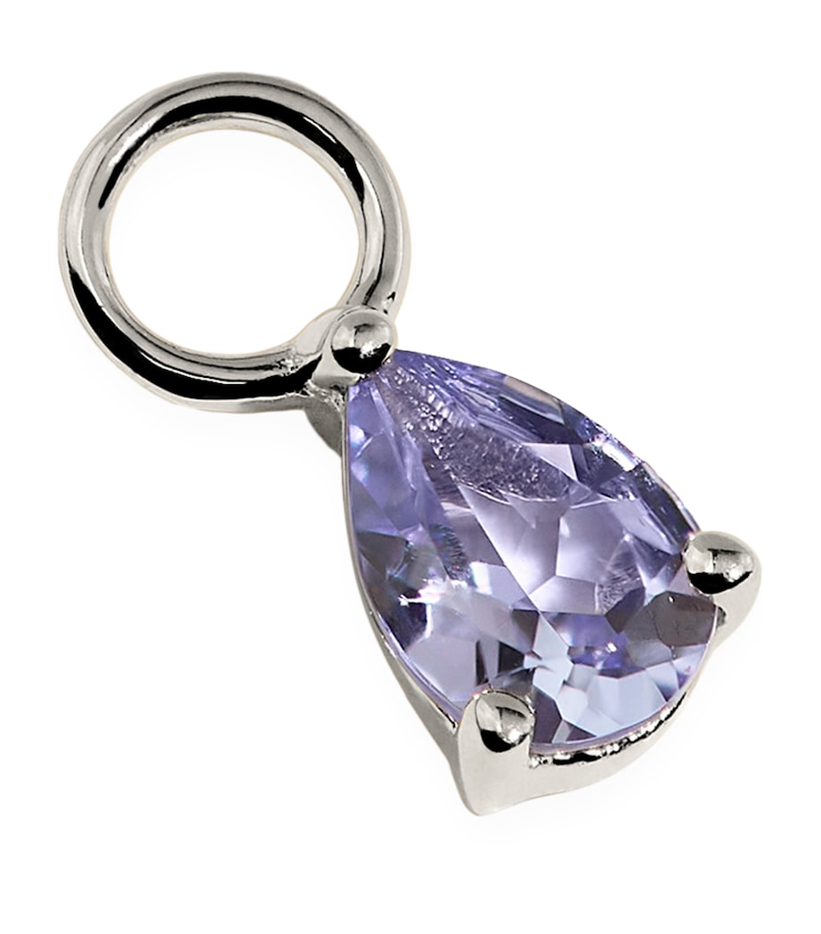 Astrid & Miyu White Gold and Tanzanite Birthstone Earring Charm White Gold Image 1