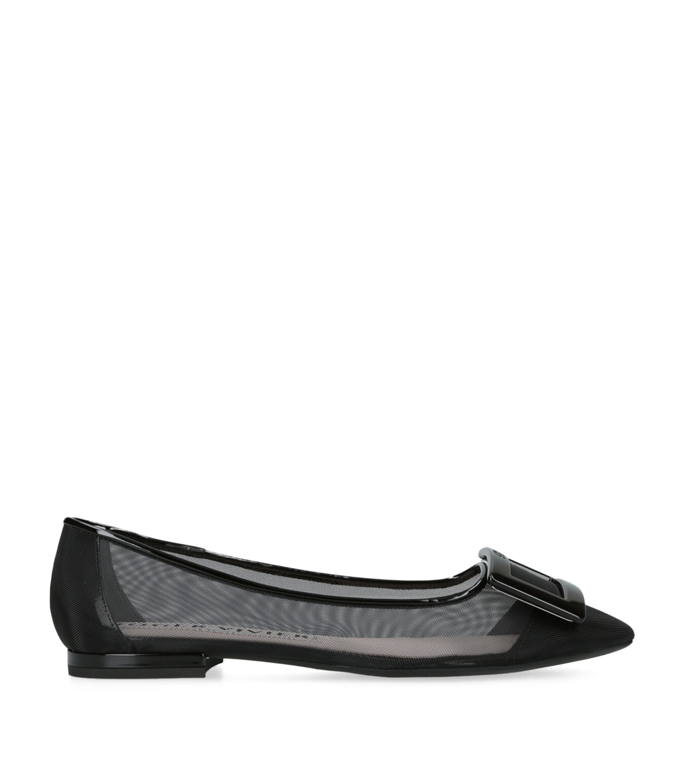 Roger Vivier Gommettine Buckled Mesh Ballet Flats In Black