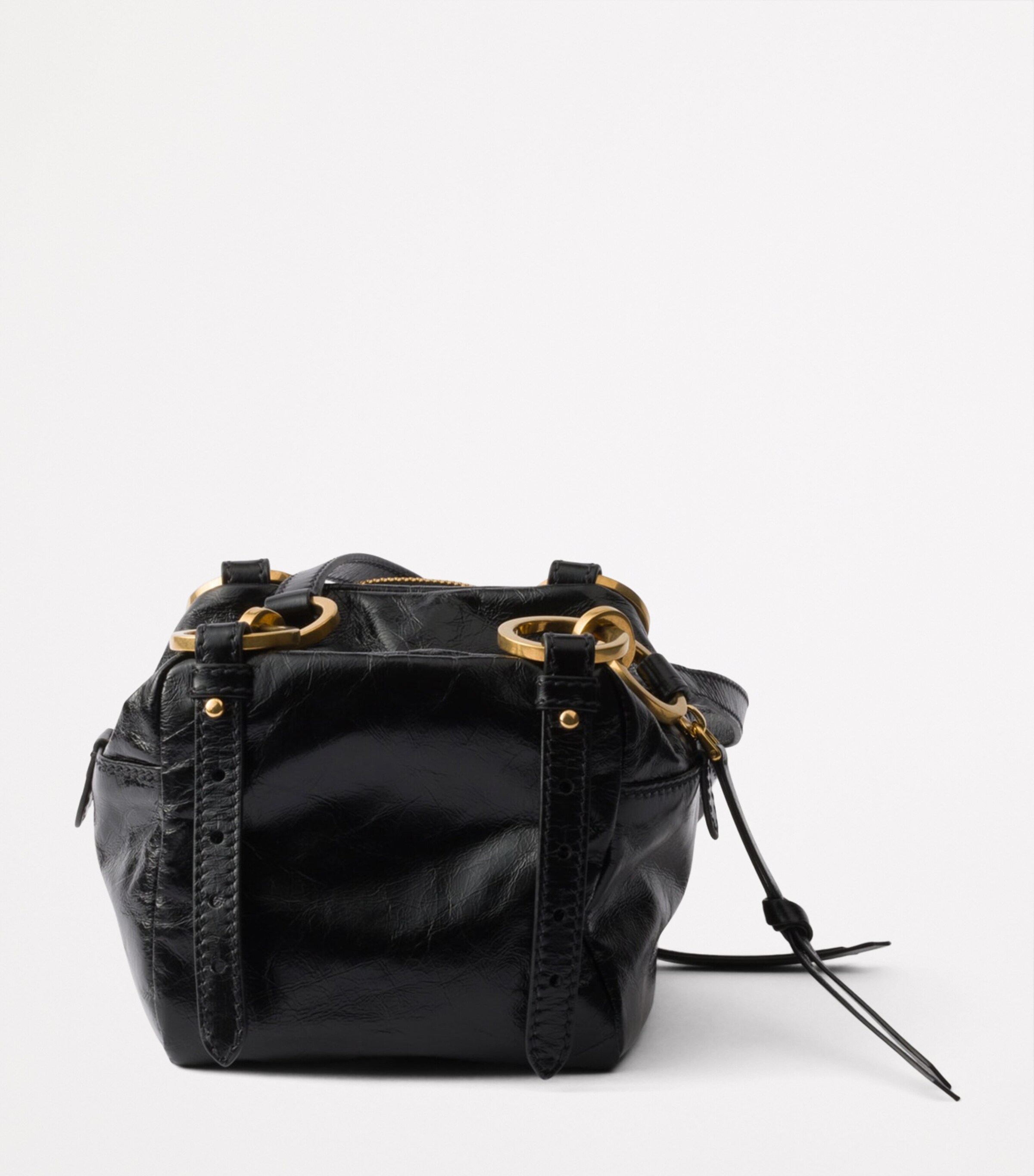Leather Dangle Top-Handle Bag F0002 Image 3