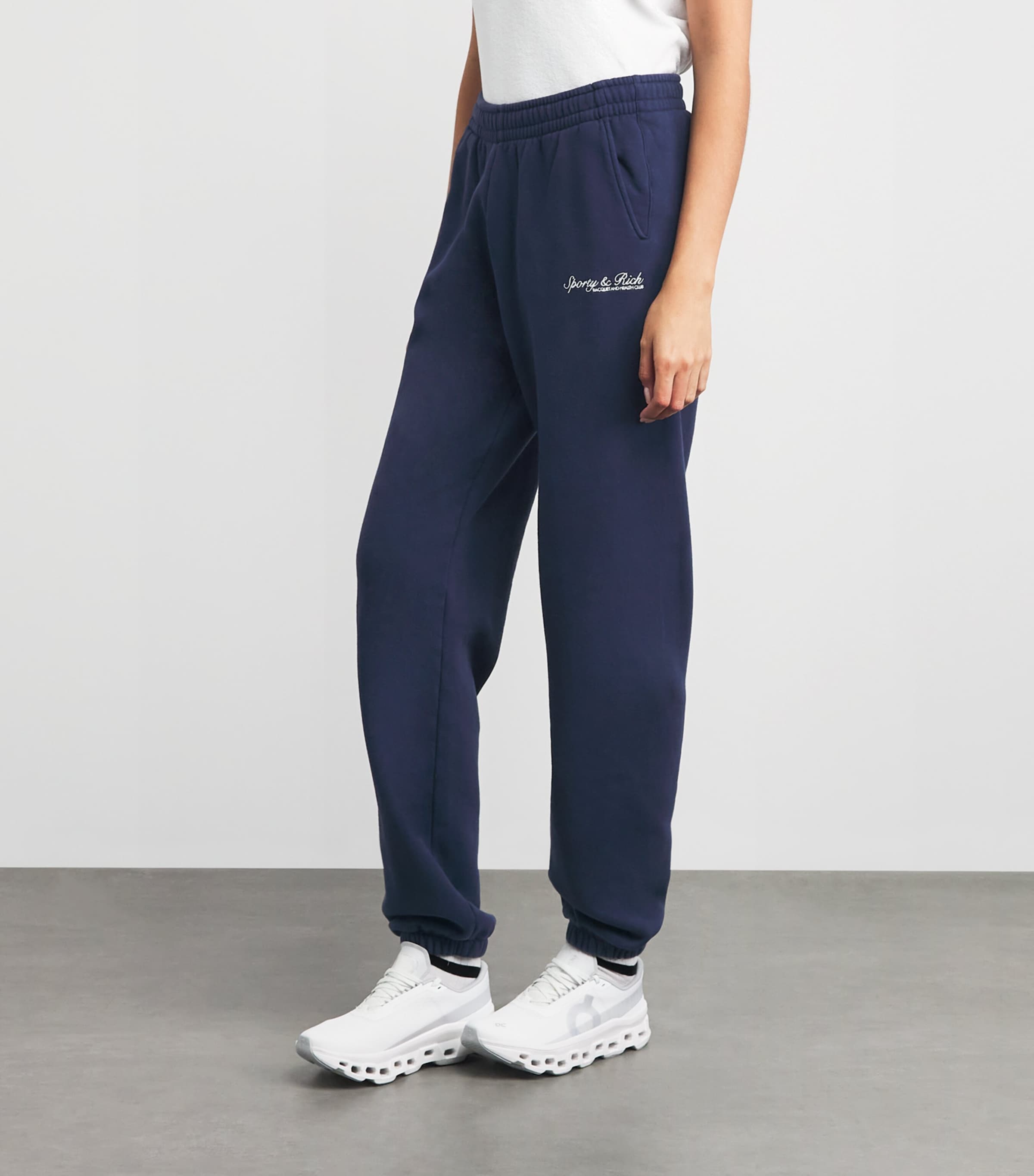 Sporty & Rich Womens Cotton Syracuse Sweatpants Dark Navy White Image 4