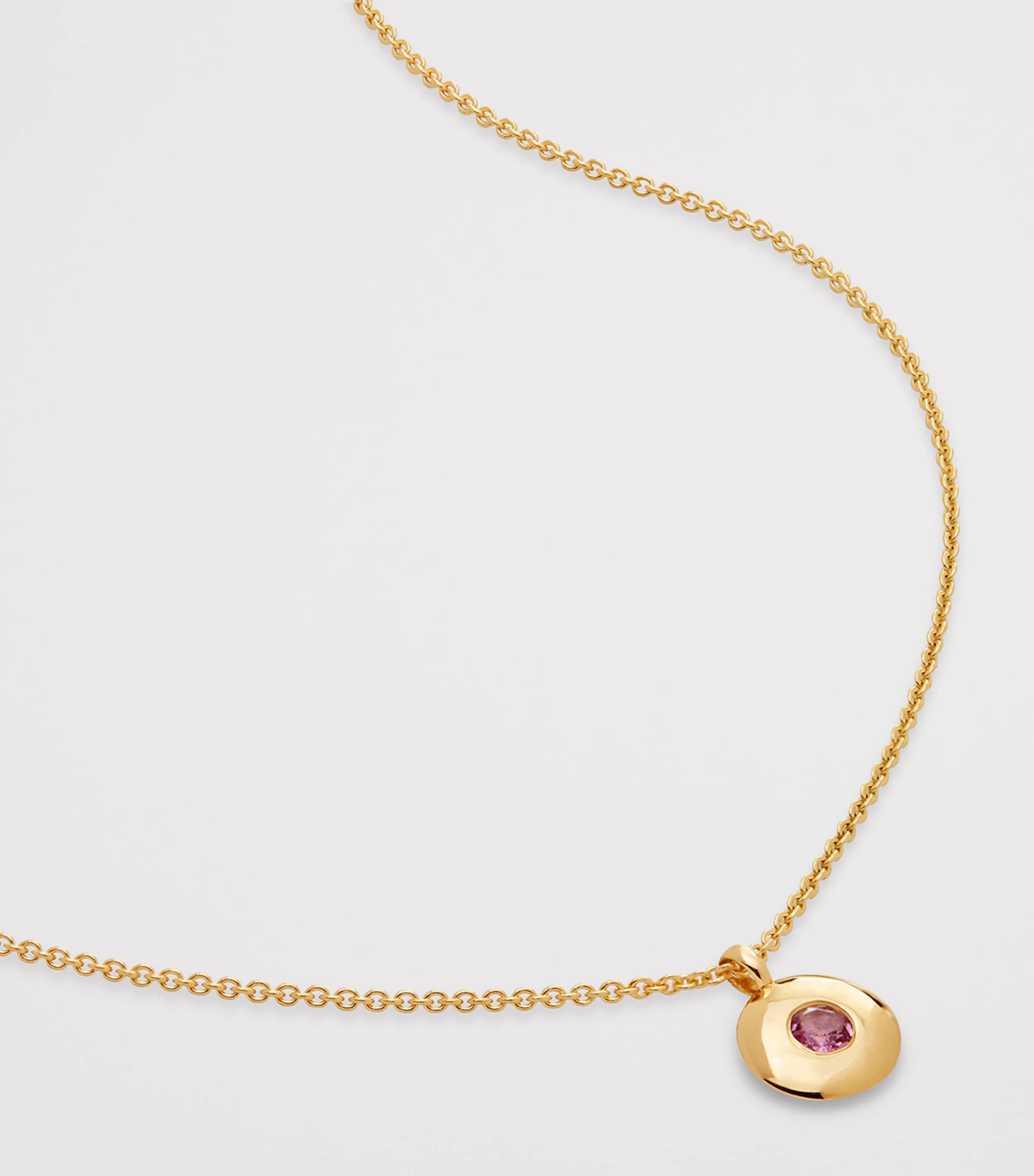 Monica Vinader Gold Vermeil and Pink Tourmaline March Birthstone Necklace Gold Vermeil Image 4