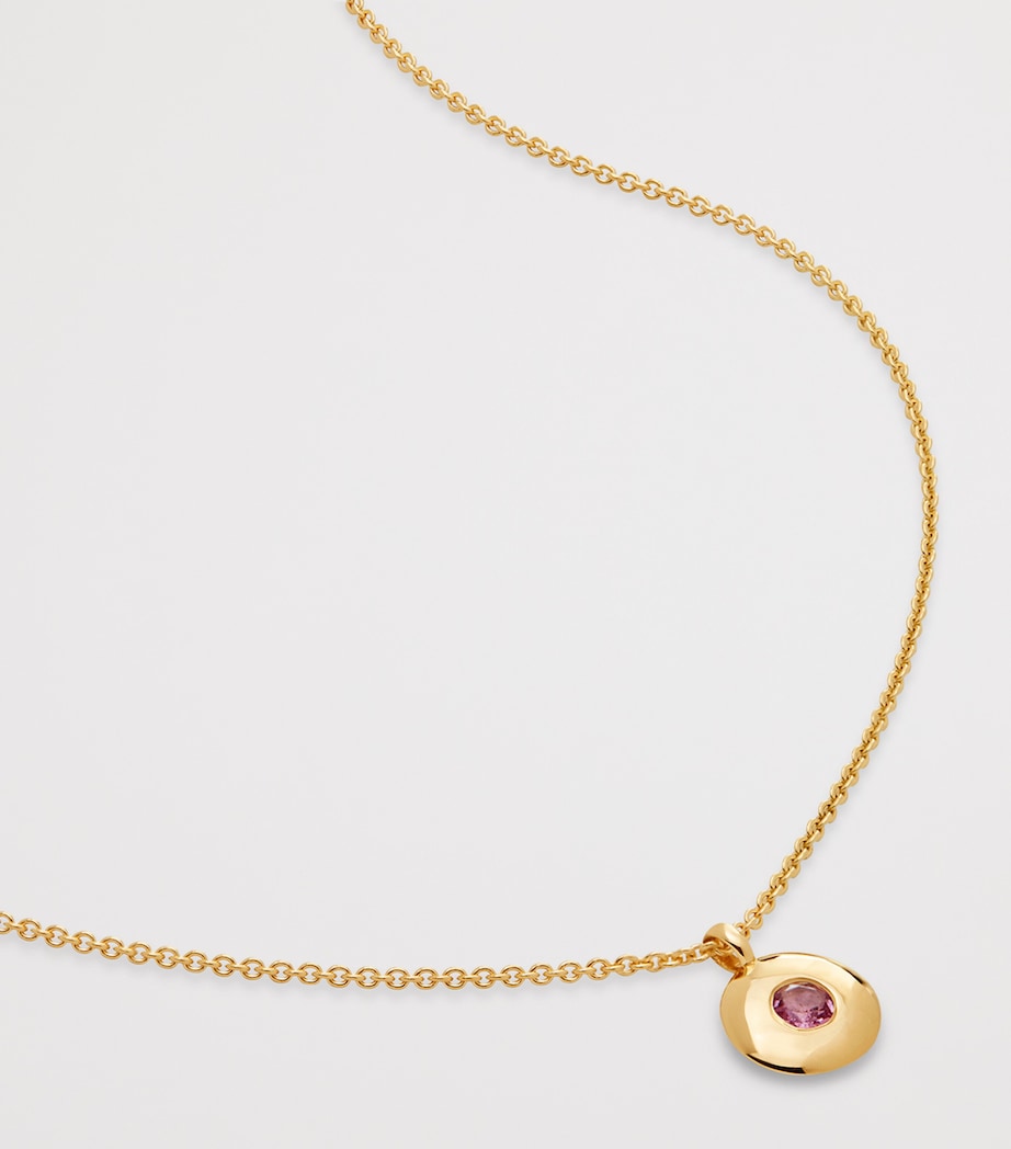 Monica Vinader Gold Vermeil and Pink Tourmaline March Birthstone Necklace Gold Vermeil Image 4