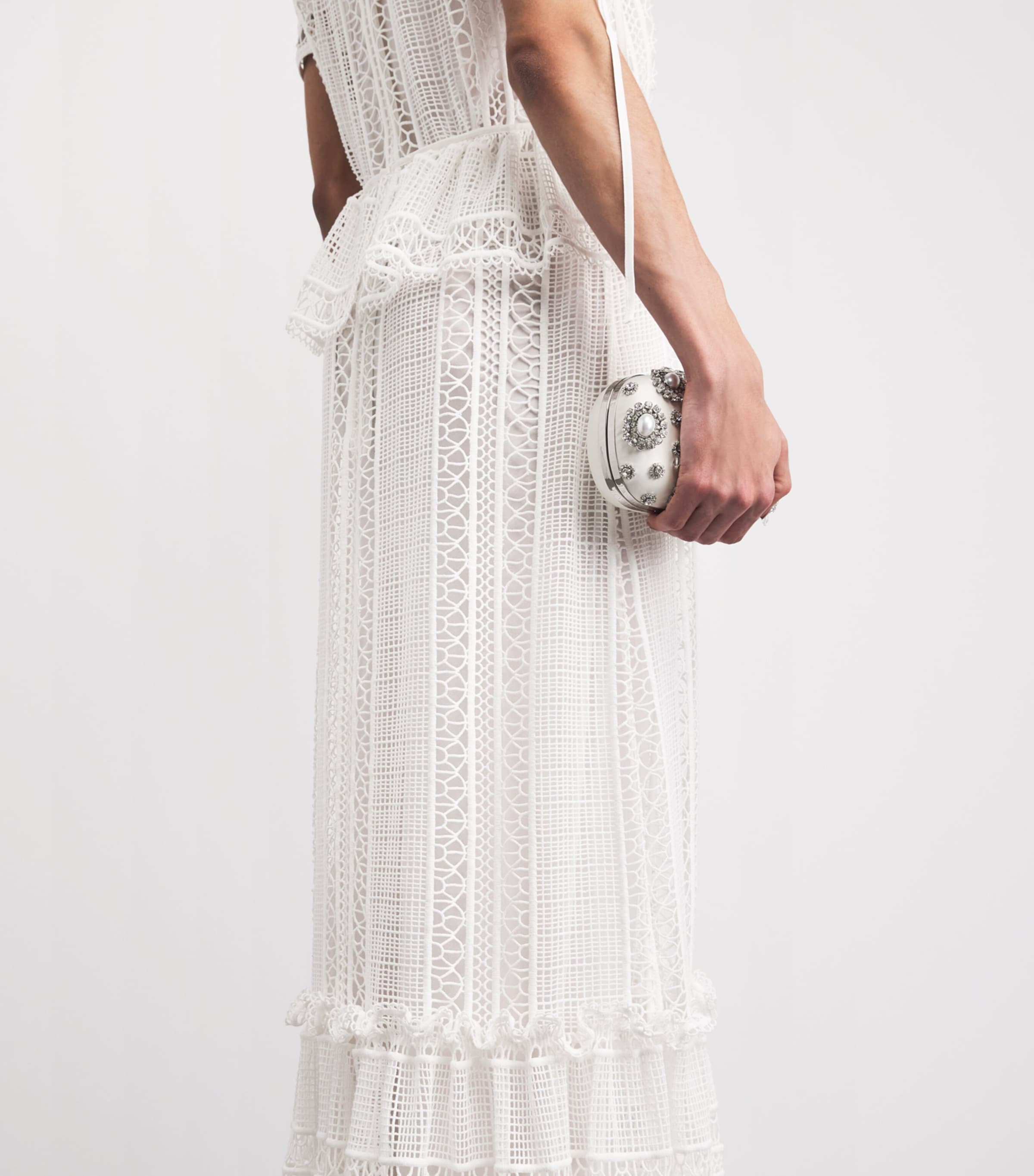 Erdem Womens Cotton Lace Ruffle Gown Off White Image 5
