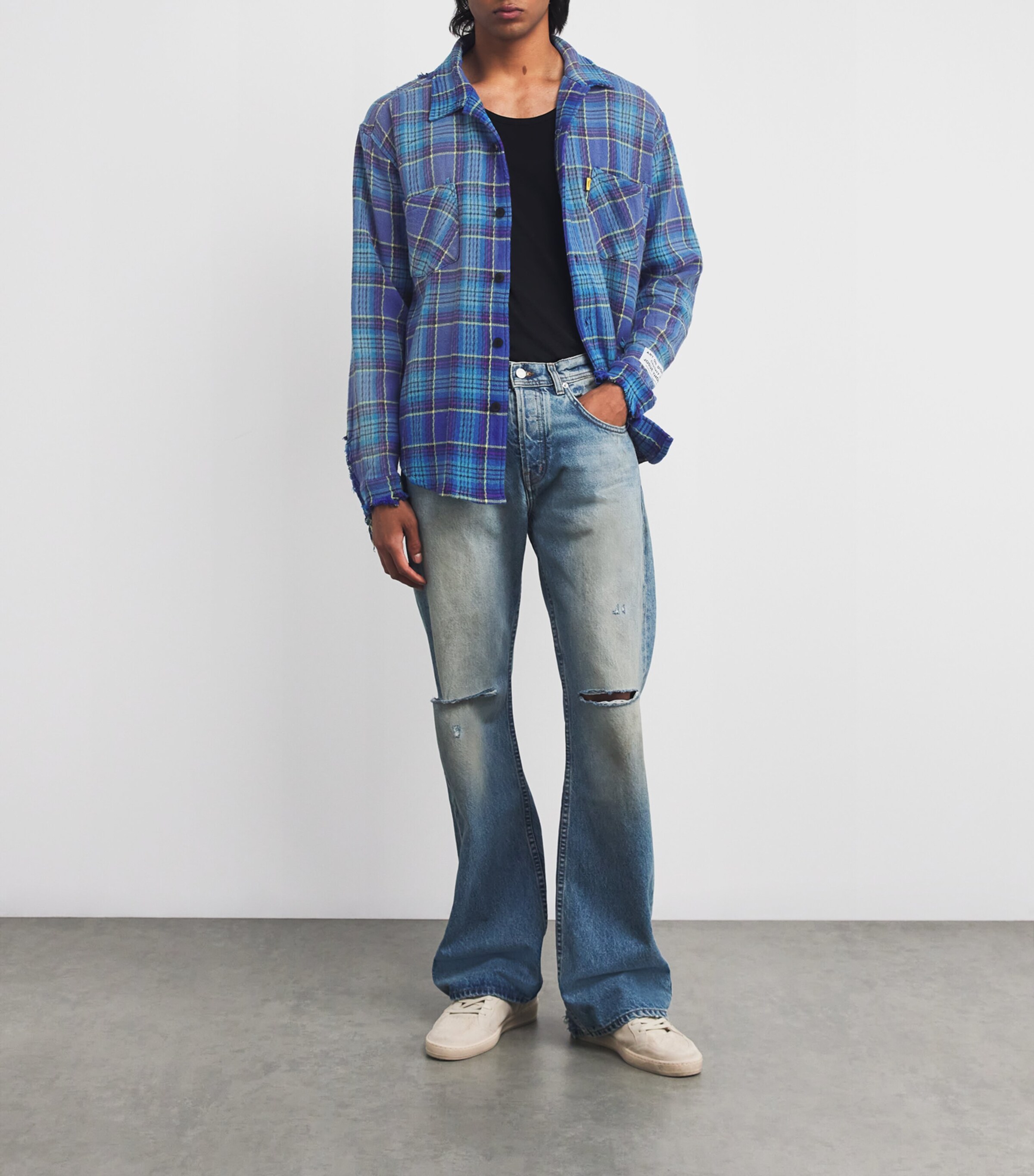 GALLERY DEPT. Mens Cotton Flannel Marley Shirt Blue Multi Image 2